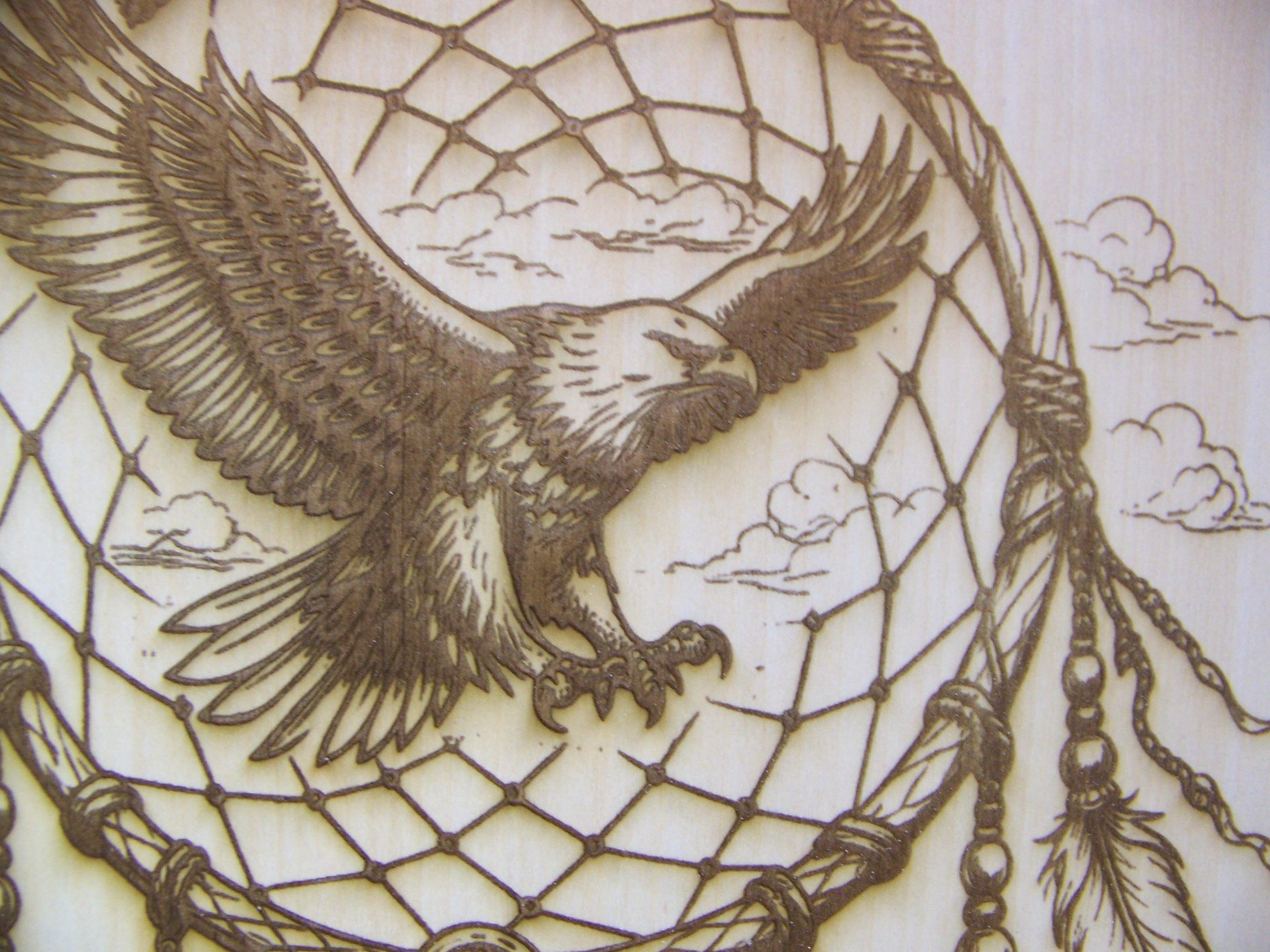 Native American Dreamcatcher with Eagle Laser Engraving