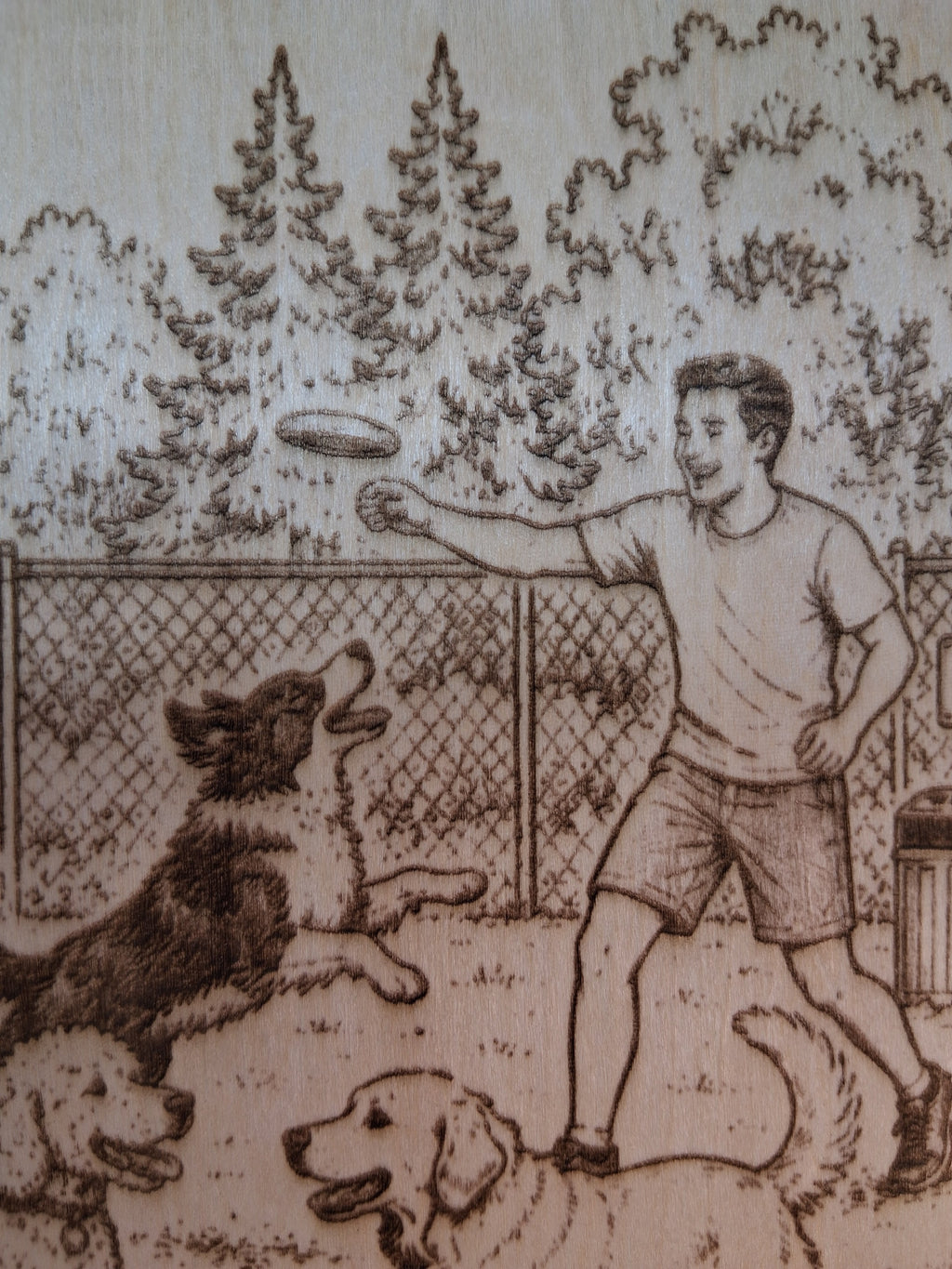 Playful Day at the Dog Park Laser Engraving