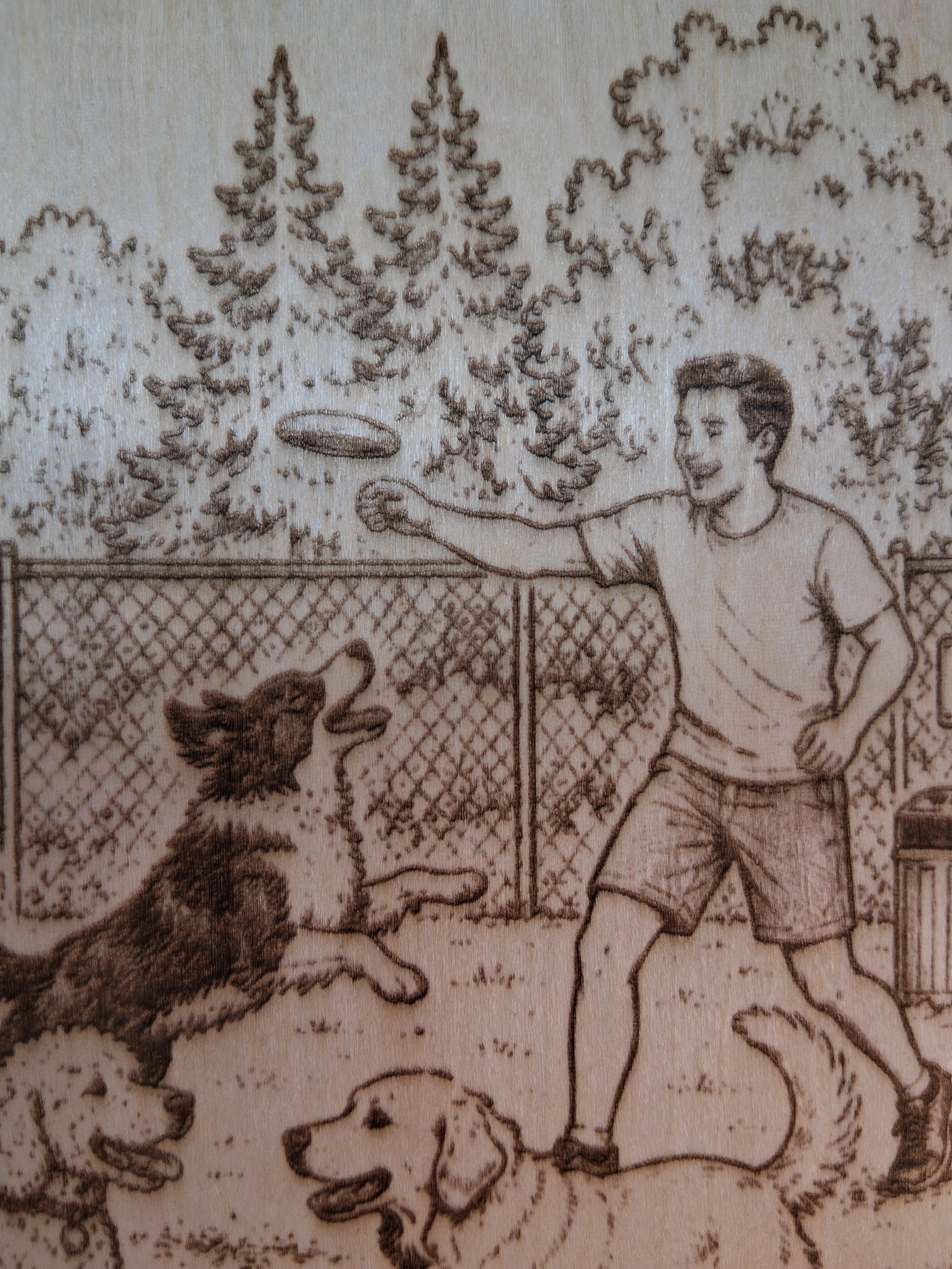 Playful Day at the Dog Park Laser Engraving