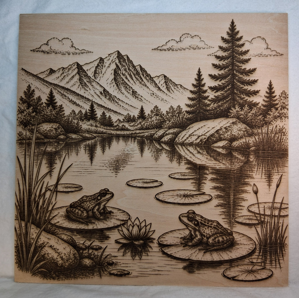 Frogs in a Mountain Pond Laser Engraving