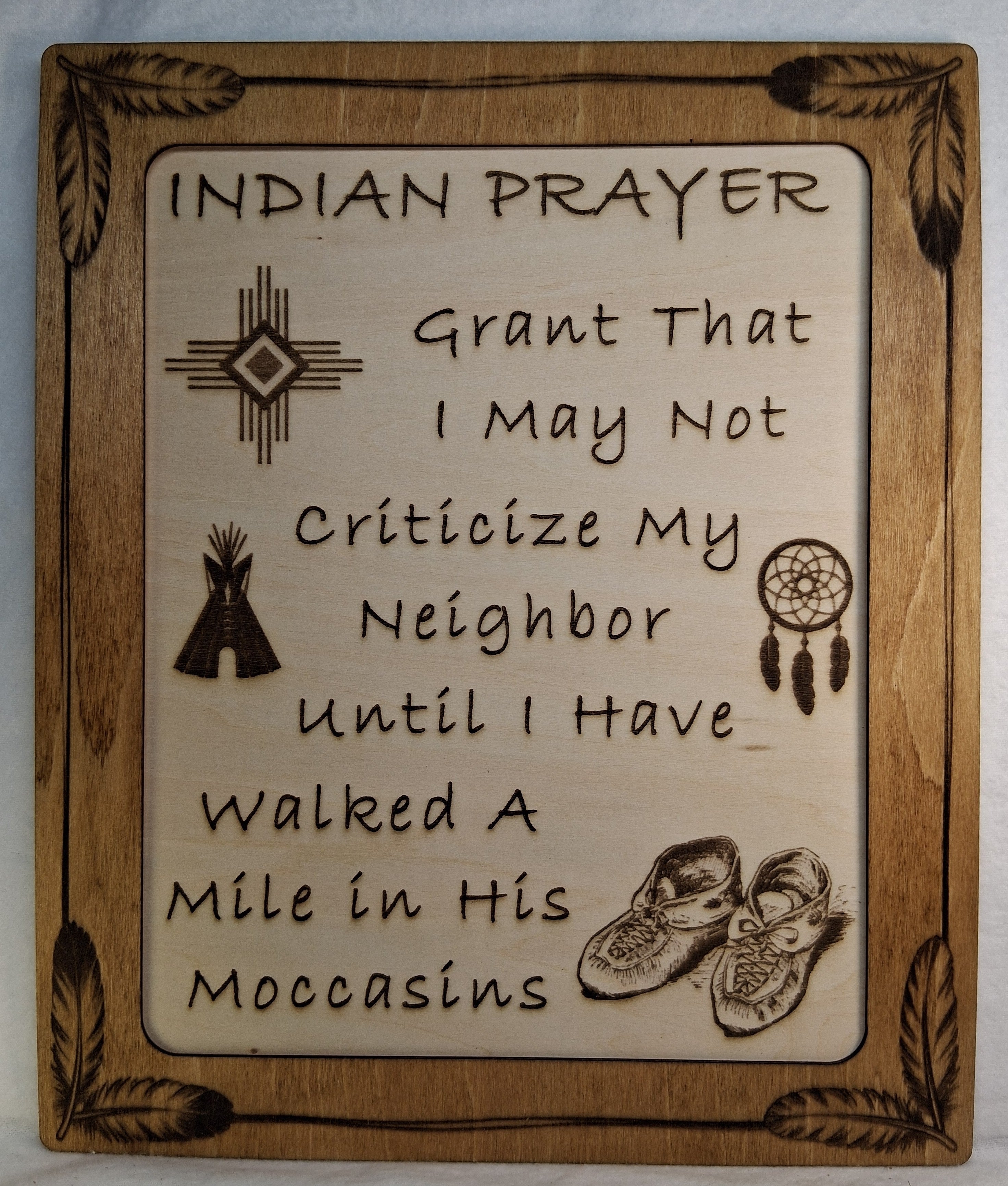 Indian Prayer Framed Laser Engraving