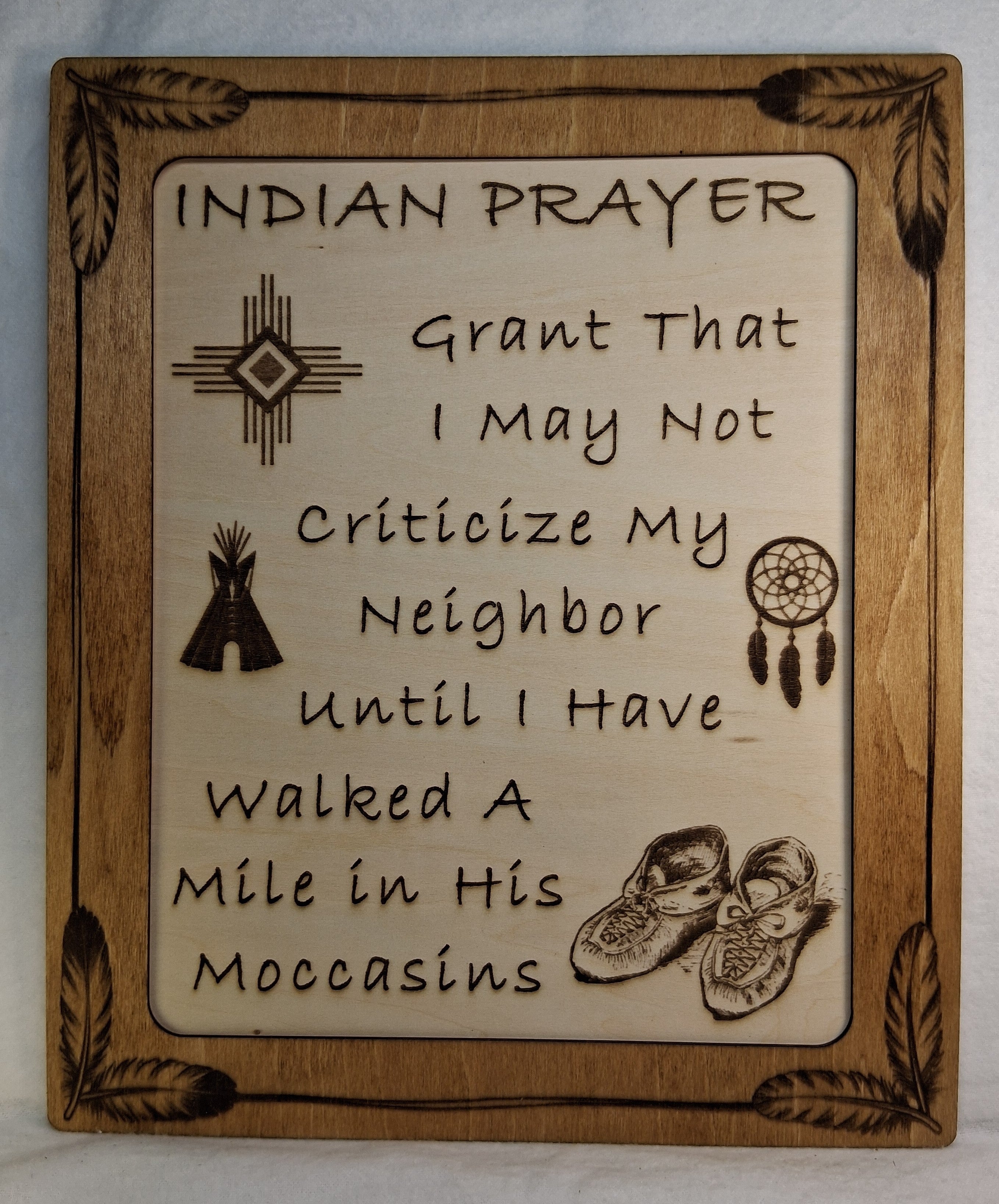 Indian Prayer Framed Laser Engraving