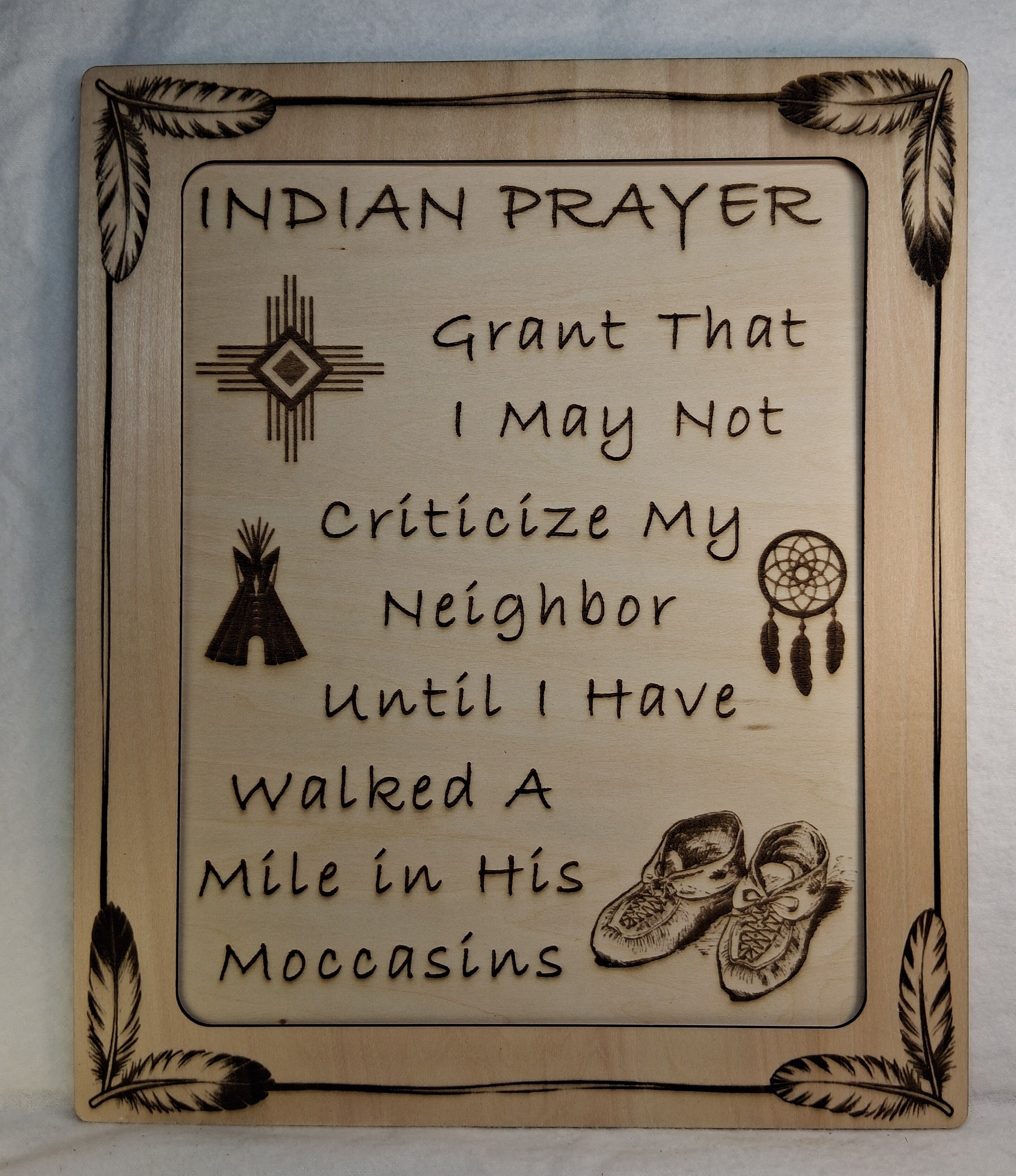 Indian Prayer Framed Laser Engraving