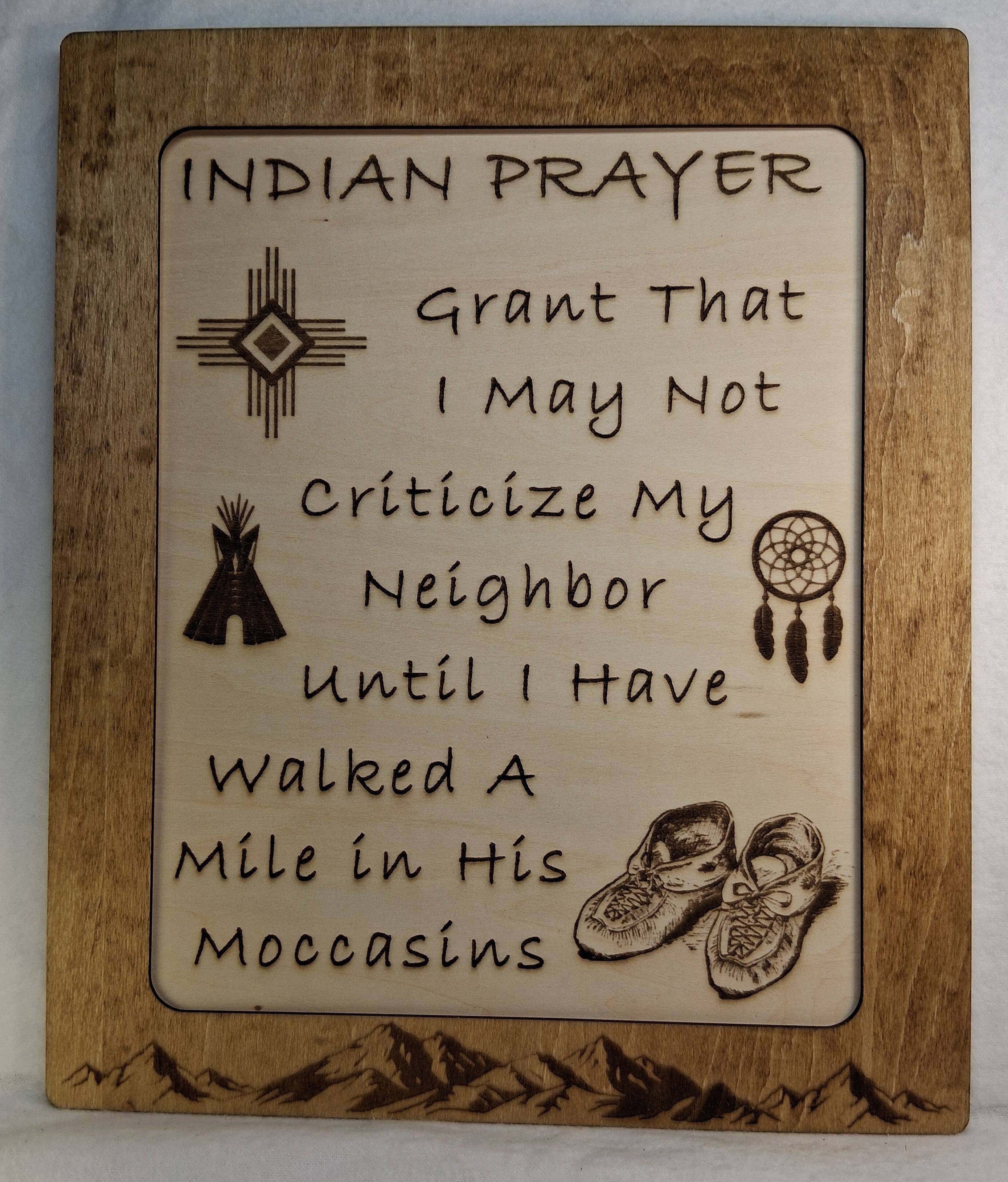 Indian Prayer Framed Laser Engraving