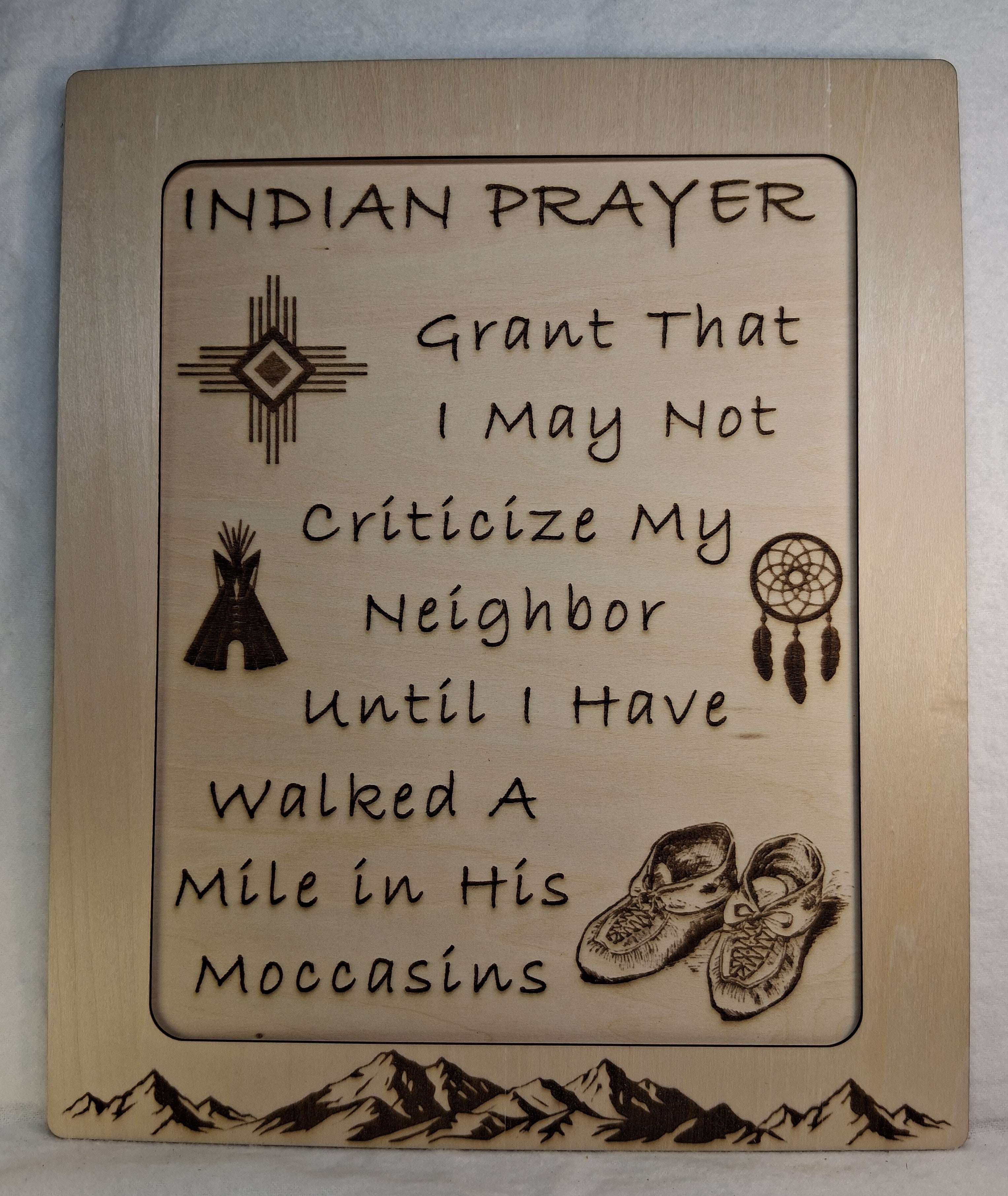 Indian Prayer Framed Laser Engraving