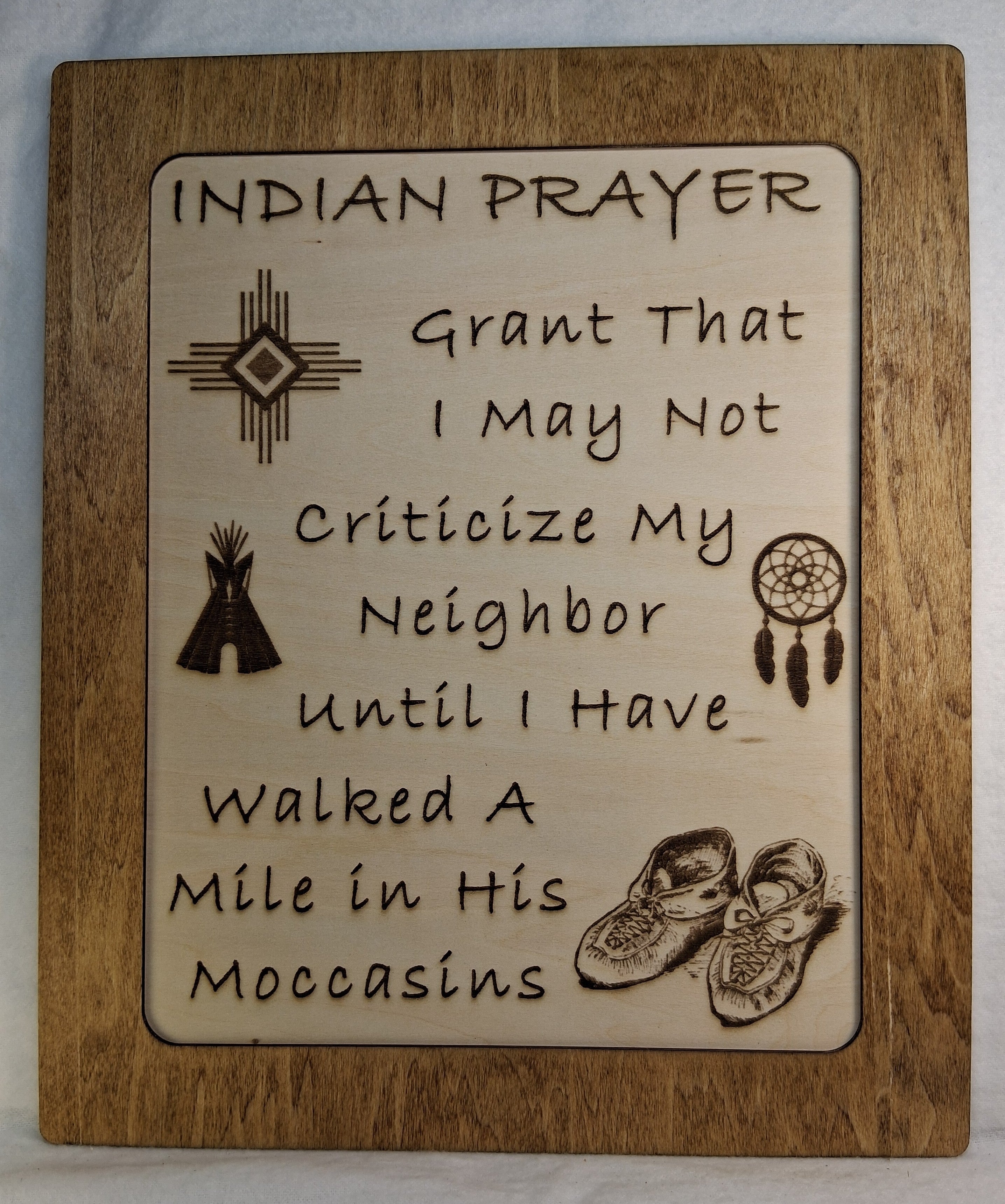 Indian Prayer Framed Laser Engraving