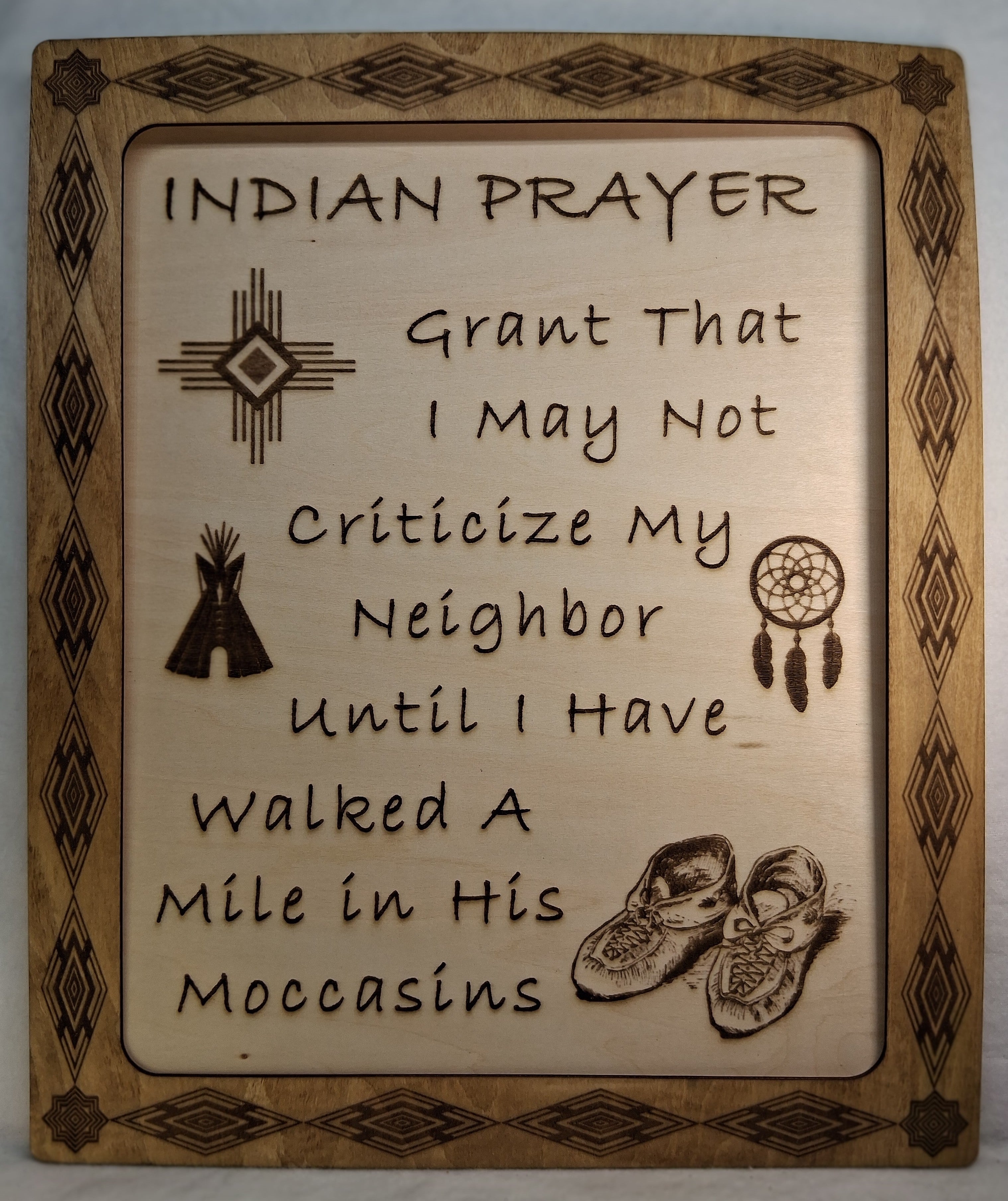 Indian Prayer Framed Laser Engraving