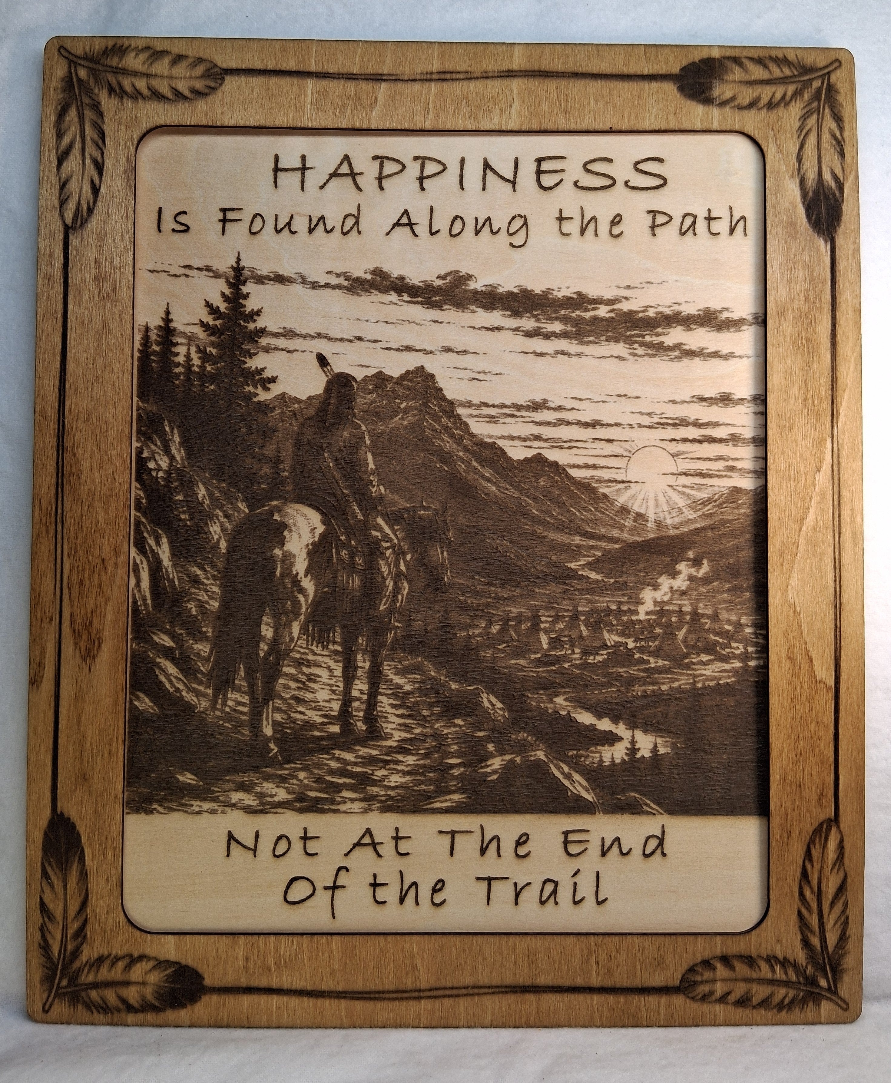 Happiness is Found Along the Path Framed Laser Engraving