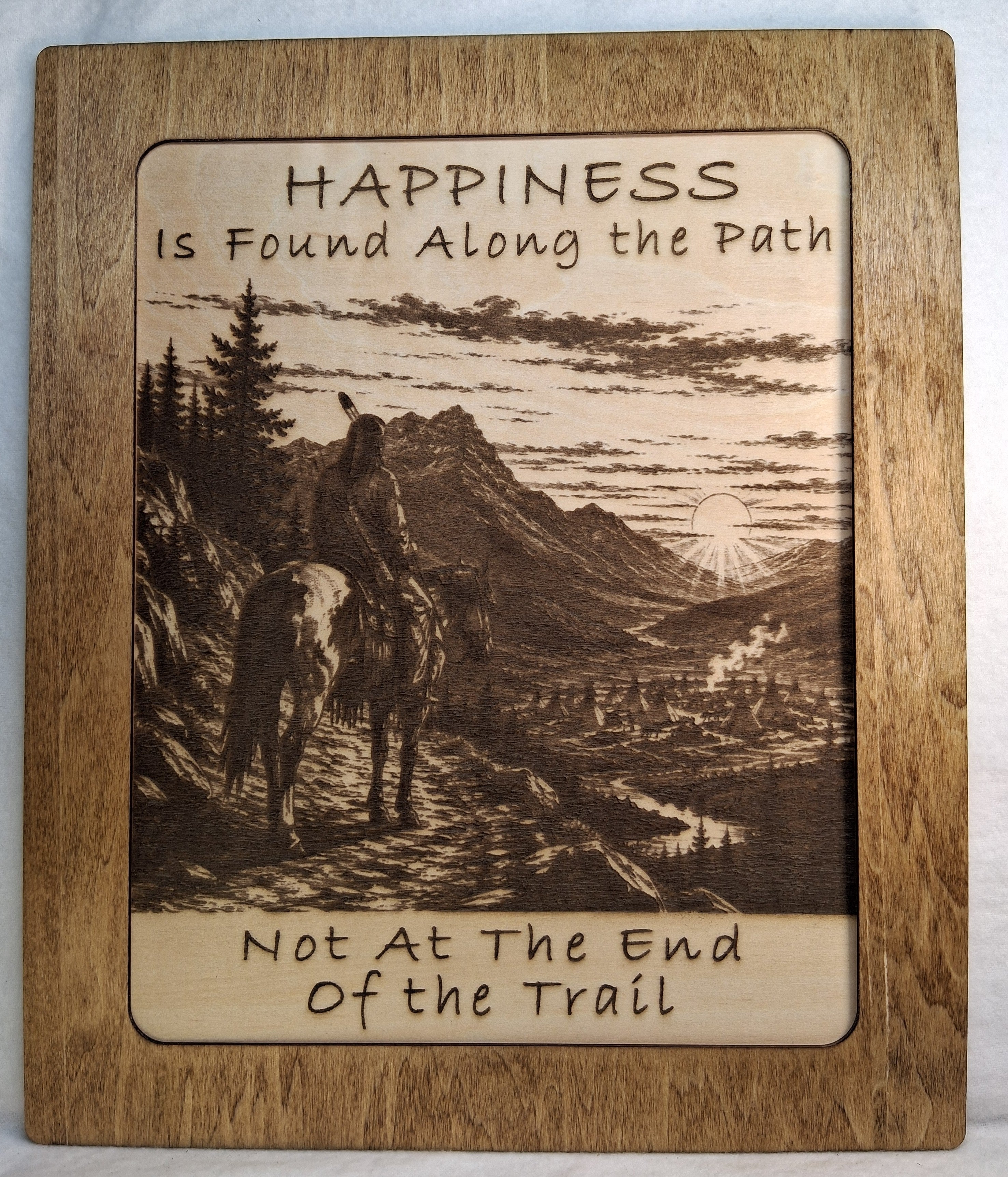 Happiness is Found Along the Path Framed Laser Engraving