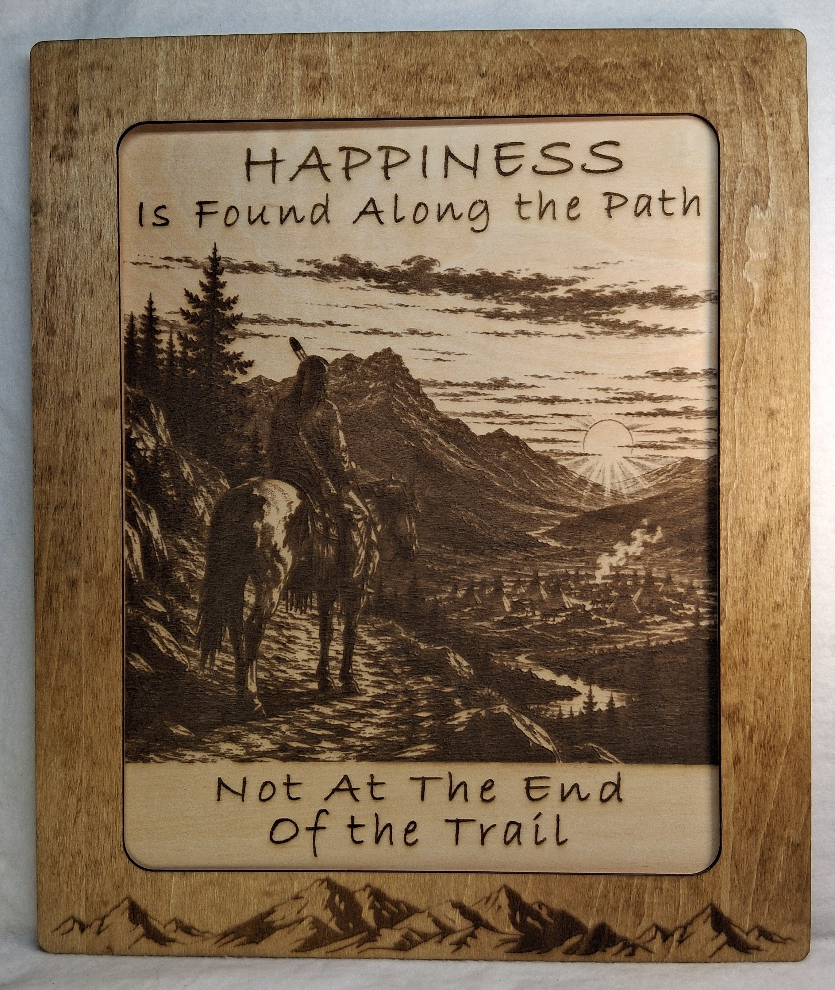 Happiness is Found Along the Path Framed Laser Engraving