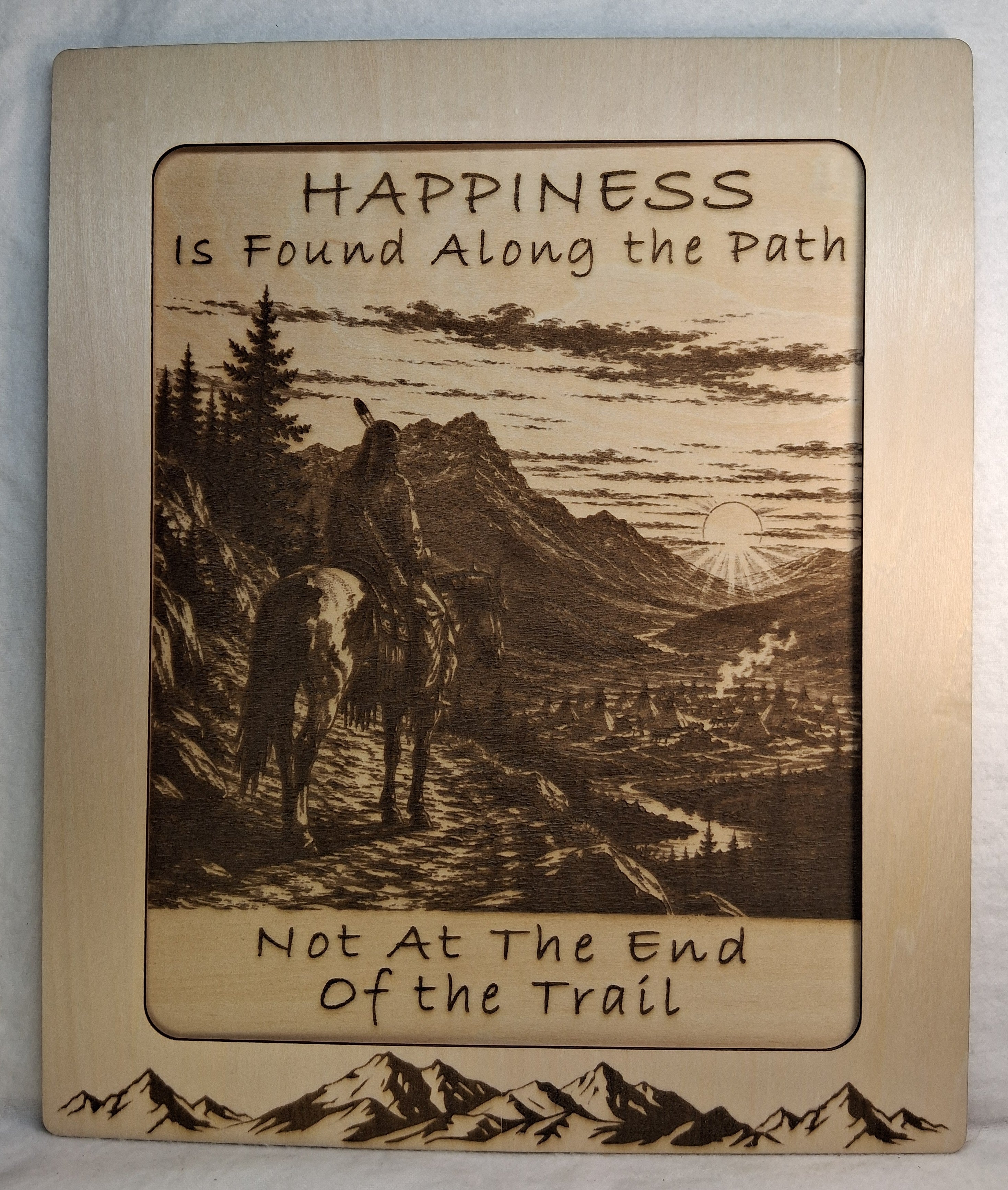 Happiness is Found Along the Path Framed Laser Engraving