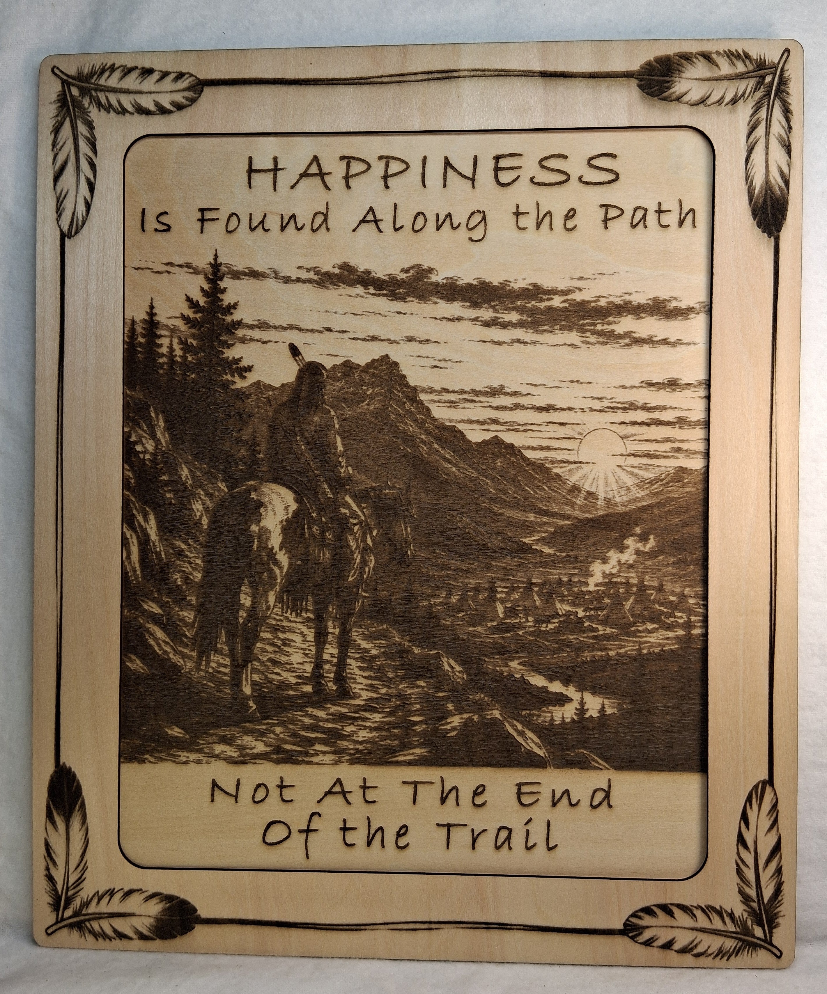 Happiness is Found Along the Path Framed Laser Engraving