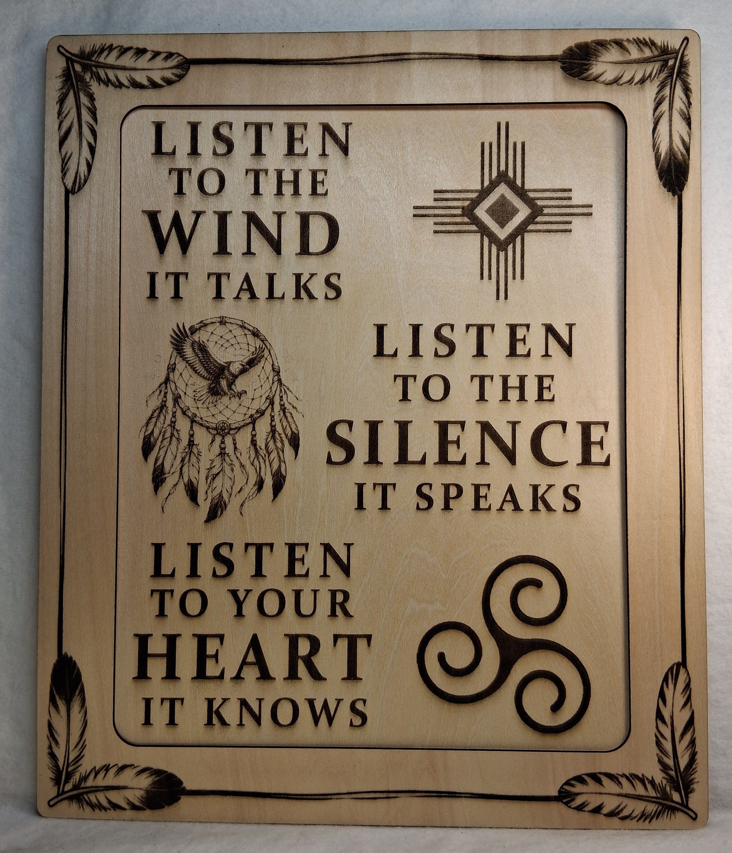 Listen To The Wind Framed Laser Engraving