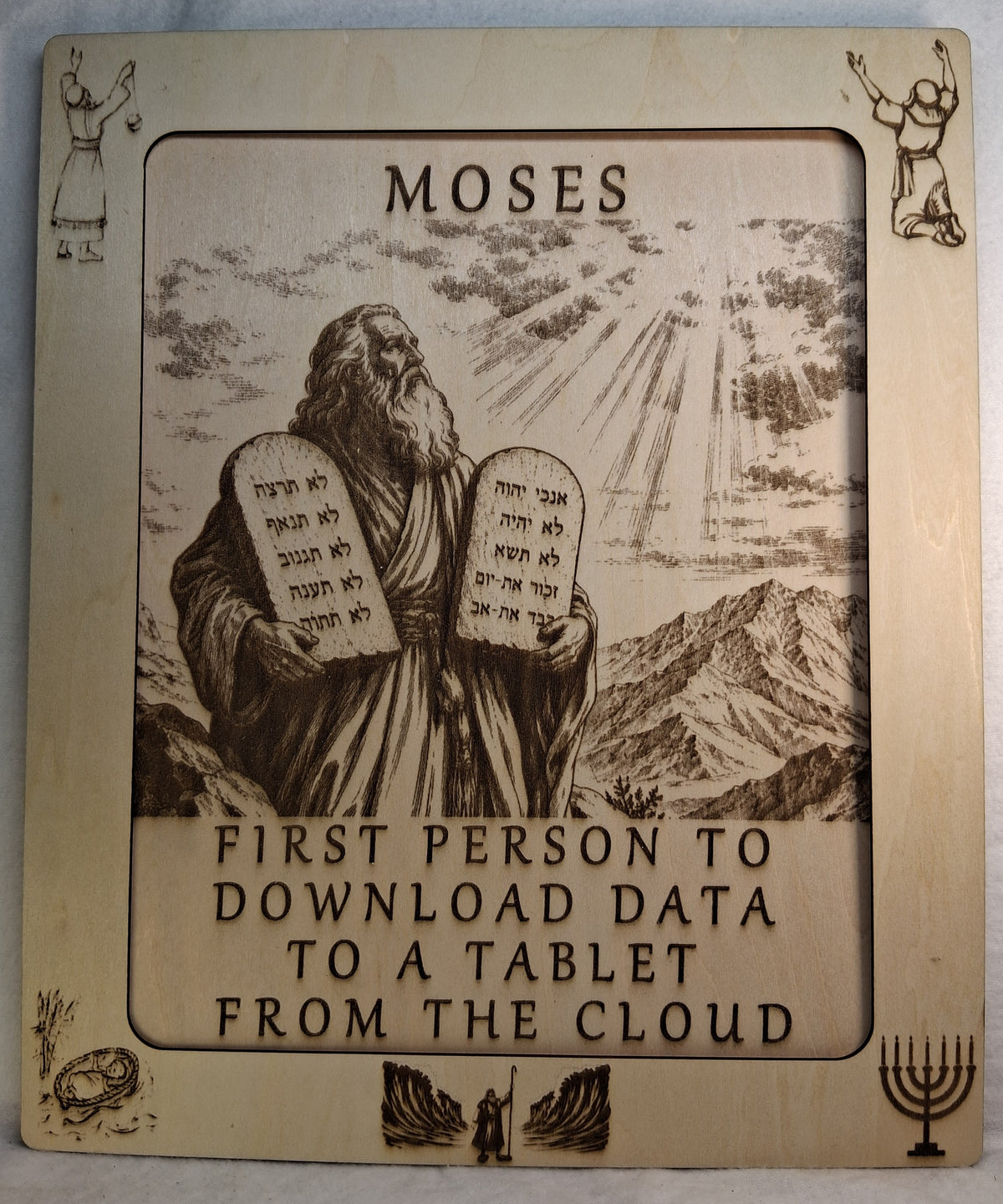 Moses - First Person to Download Data to a Tablet Decorative Plaque