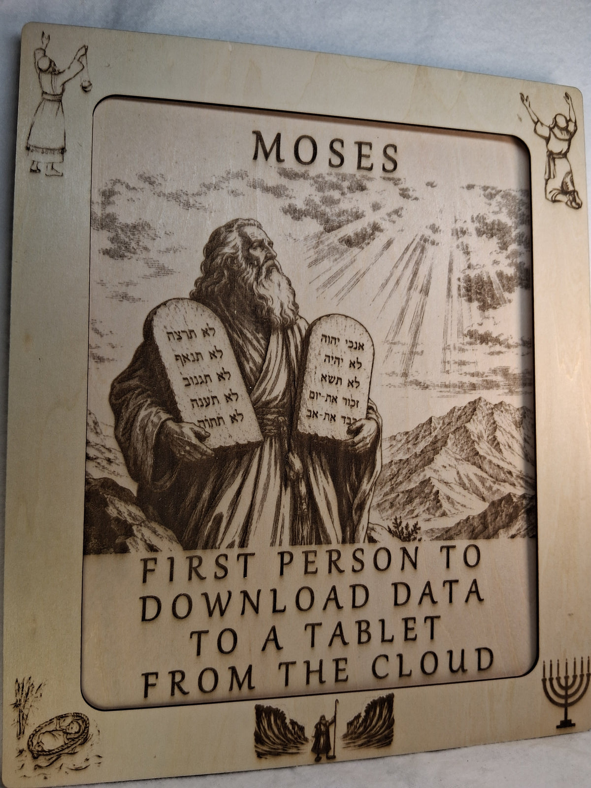 Moses - First Person to Download Data to a Tablet Decorative Plaque