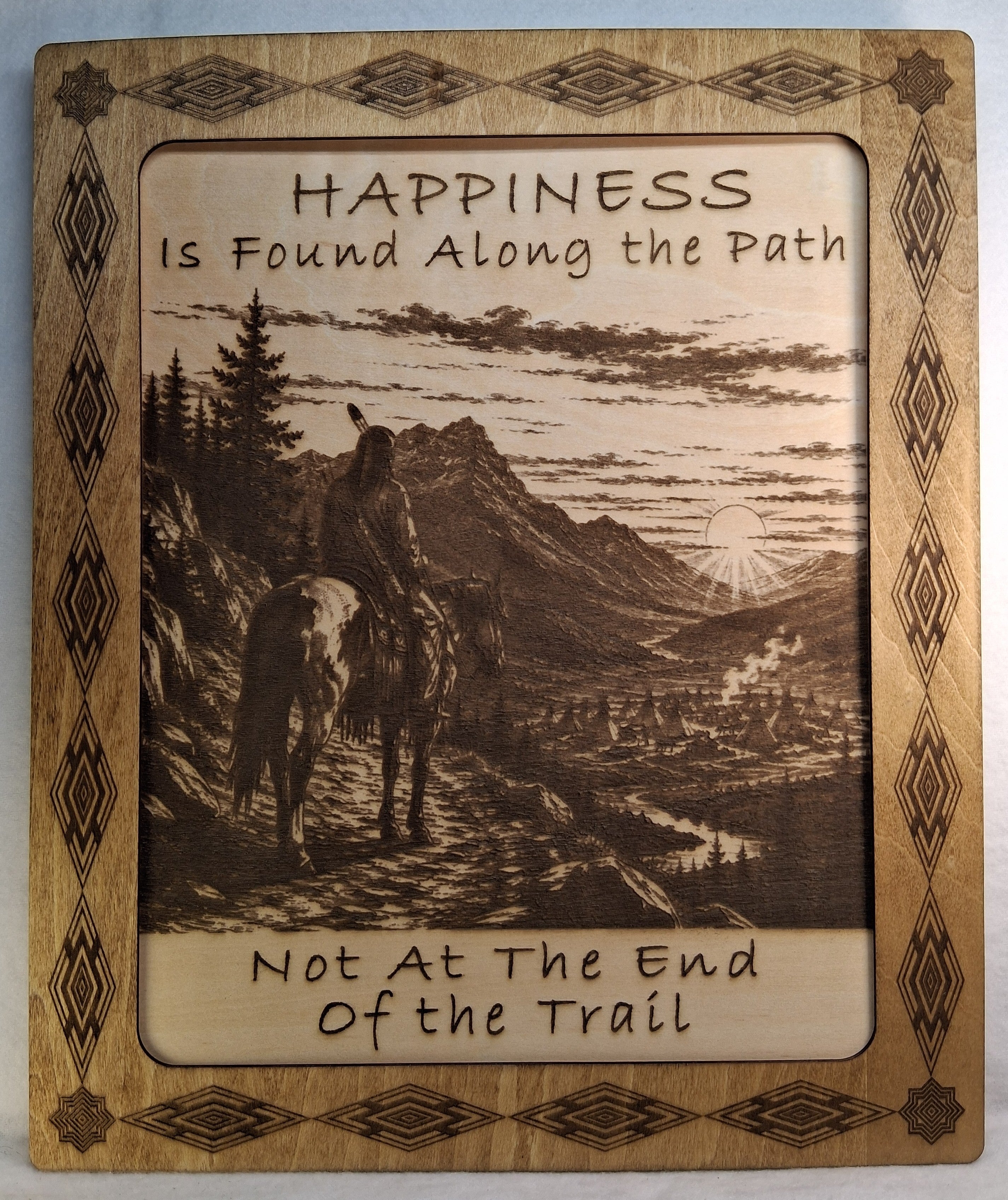 Happiness is Found Along the Path Framed Laser Engraving