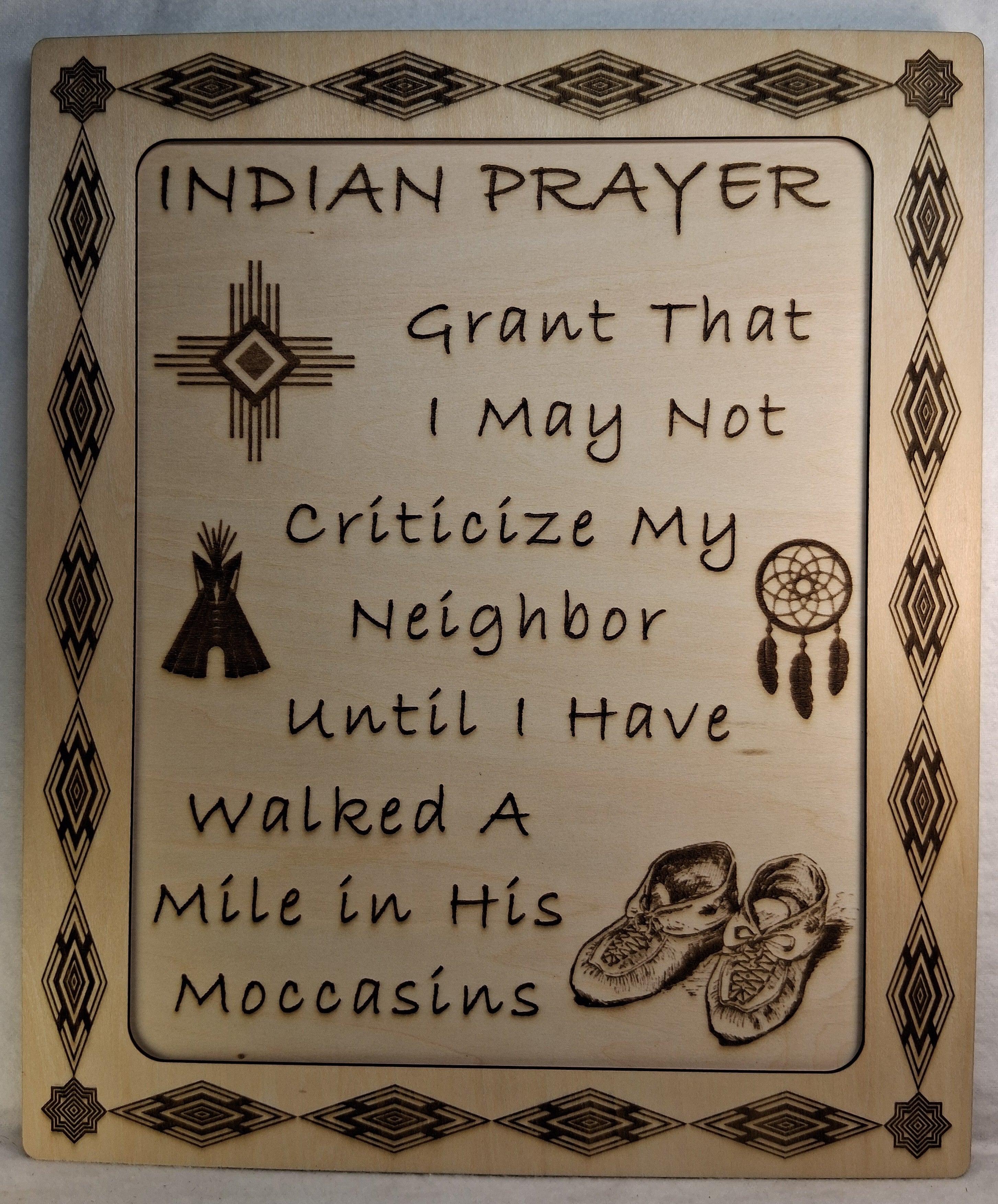 Indian Prayer Framed Laser Engraving