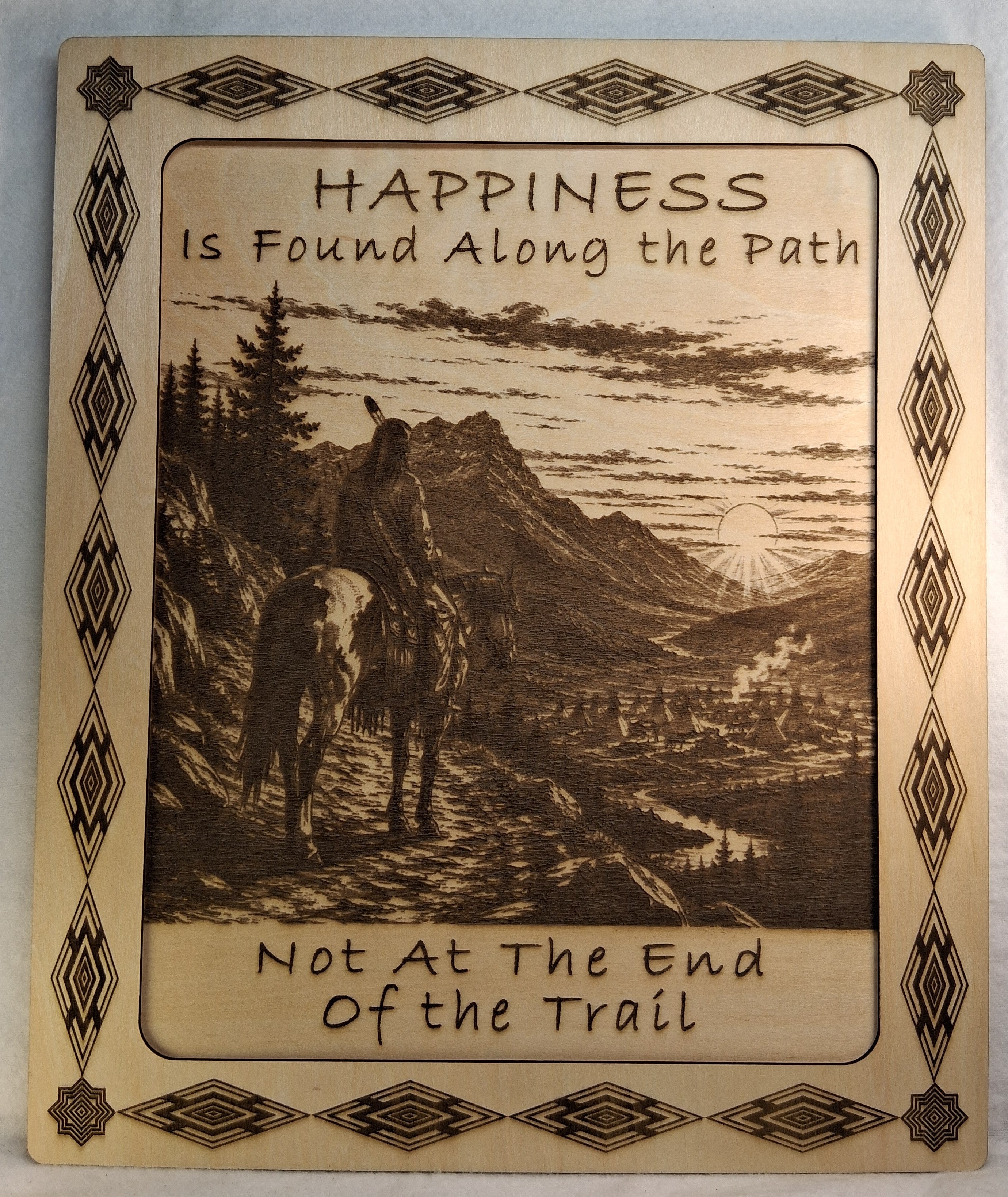 Happiness is Found Along the Path Framed Laser Engraving