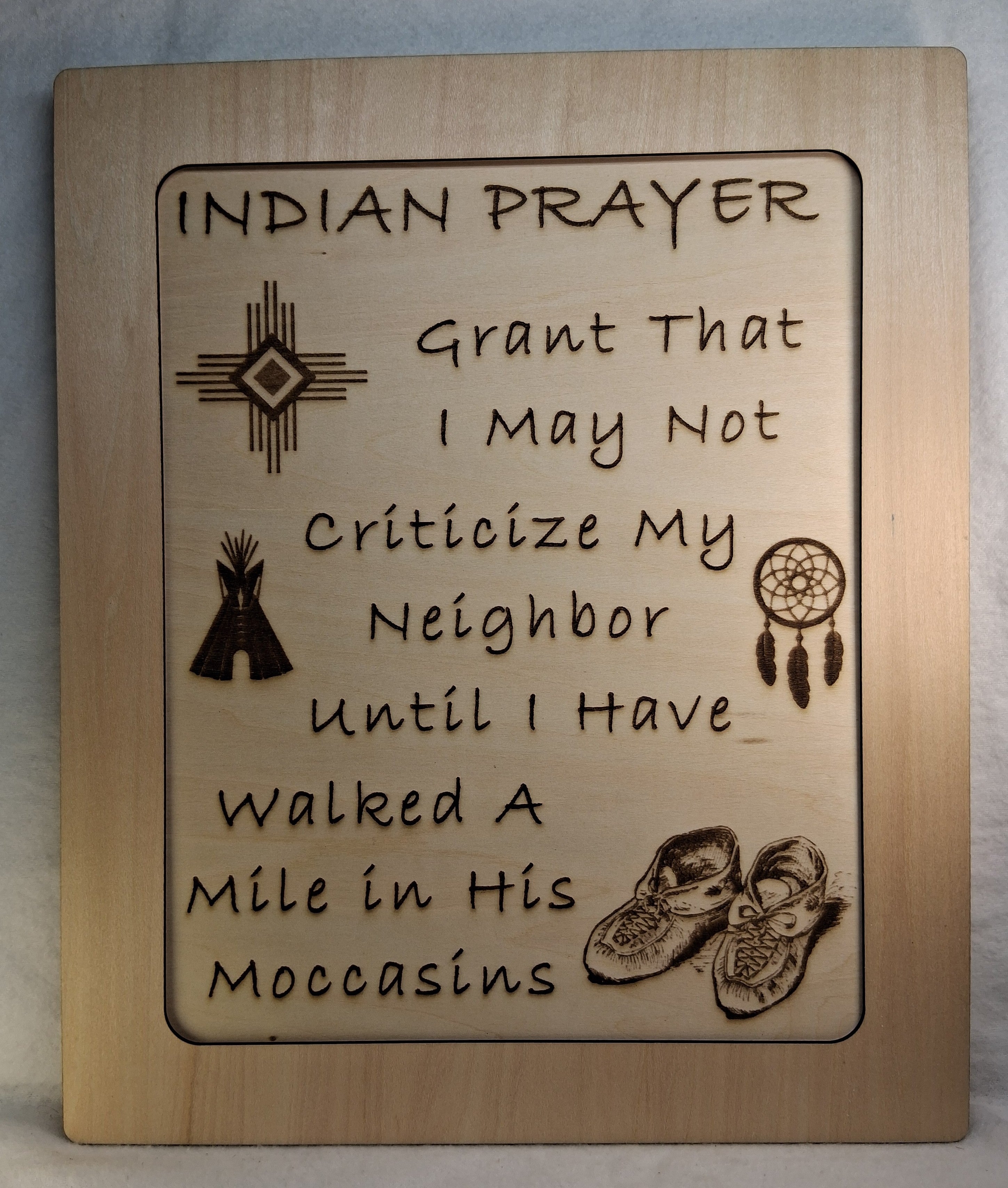 Indian Prayer Framed Laser Engraving
