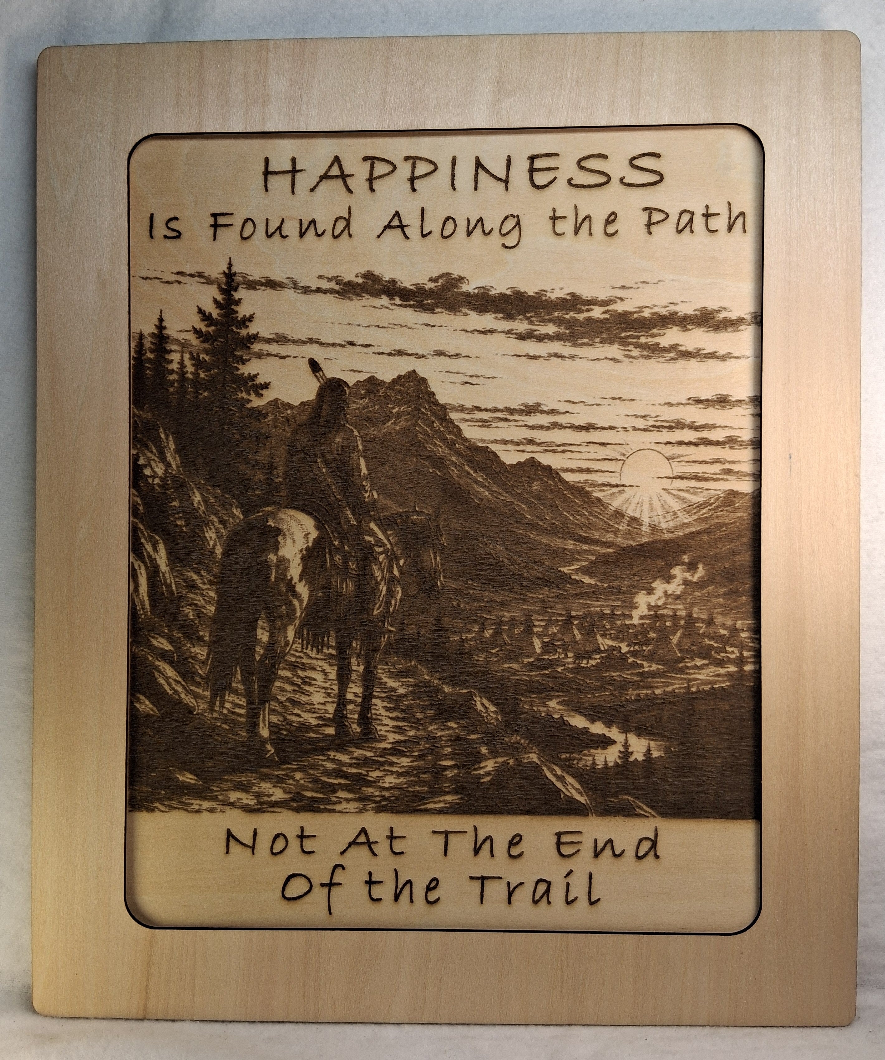 Happiness is Found Along the Path Framed Laser Engraving