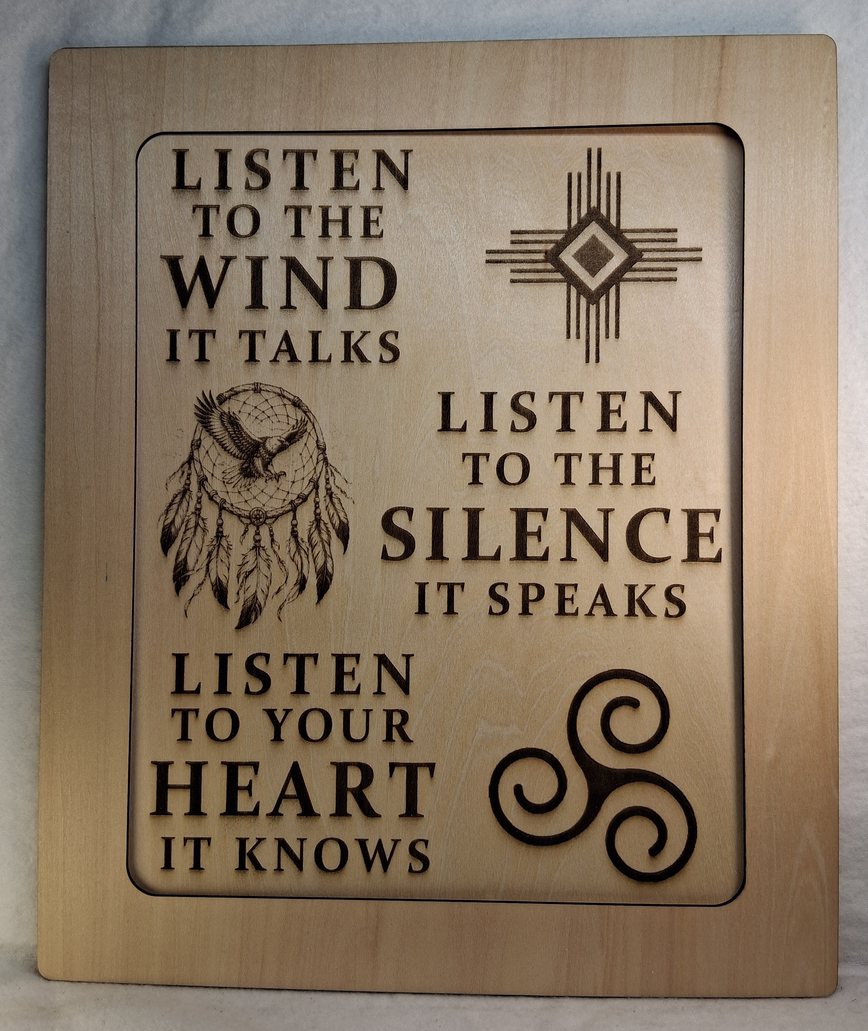 Listen To The Wind Framed Laser Engraving