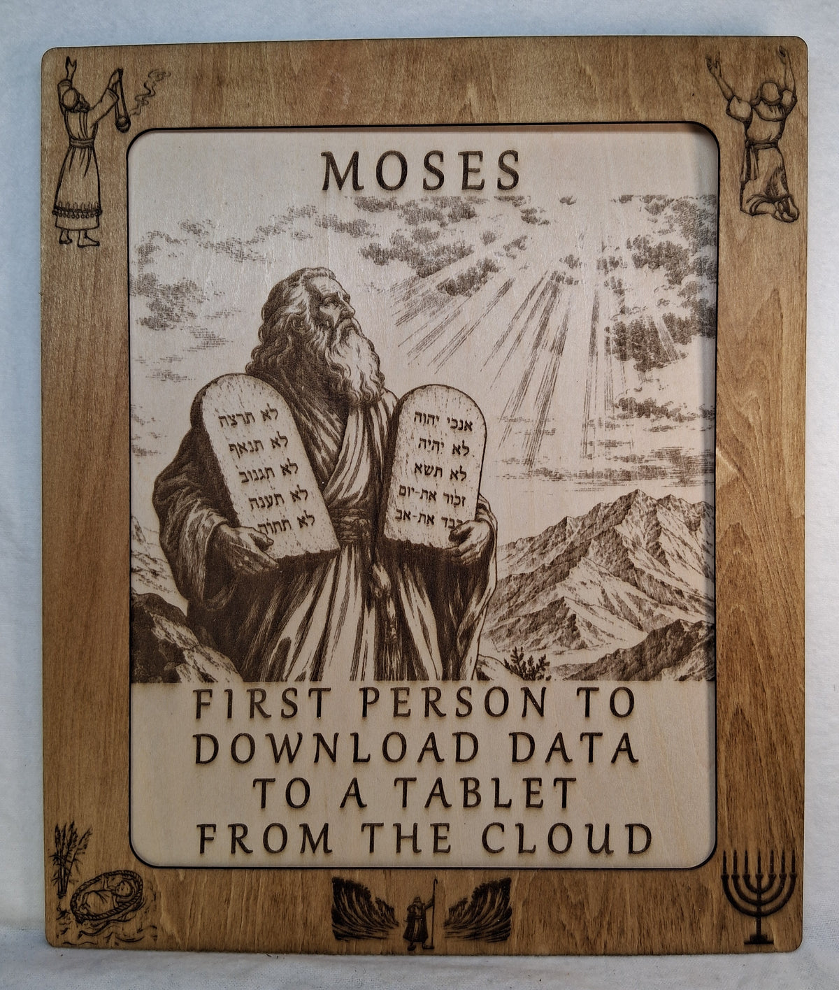 Moses - First Person to Download Data to a Tablet Decorative Plaque