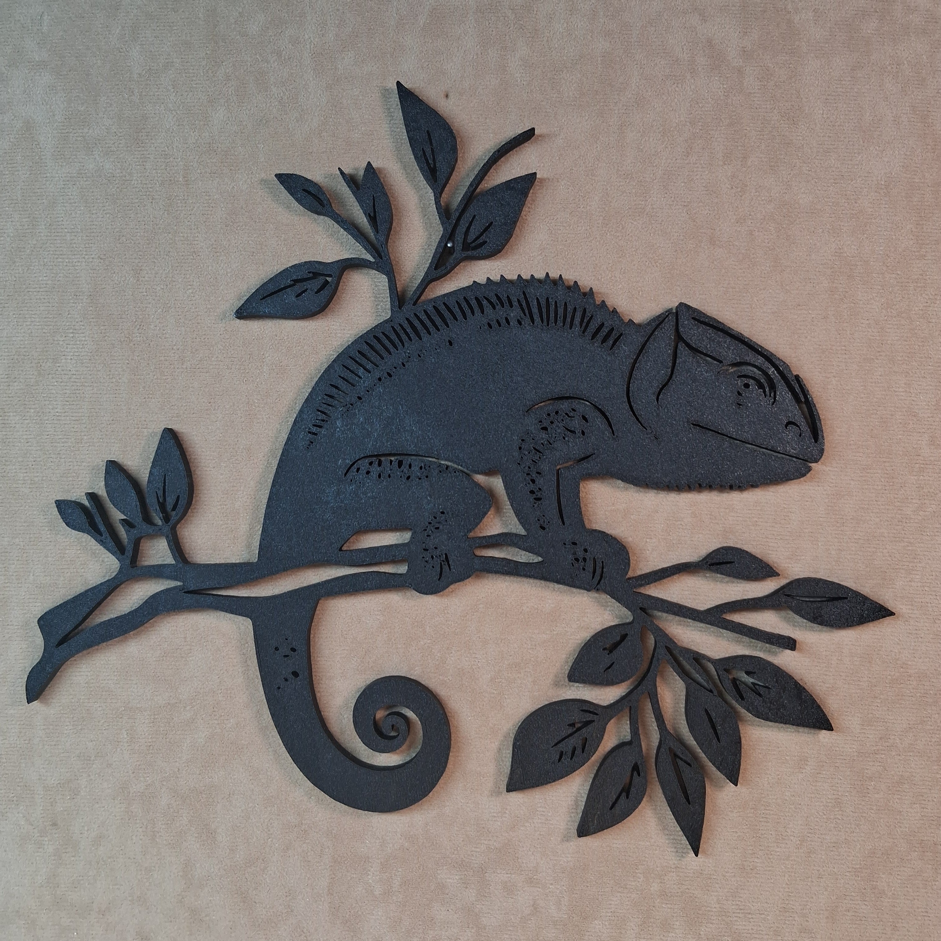 Wall Art Chameleon on Branch 3D Printed