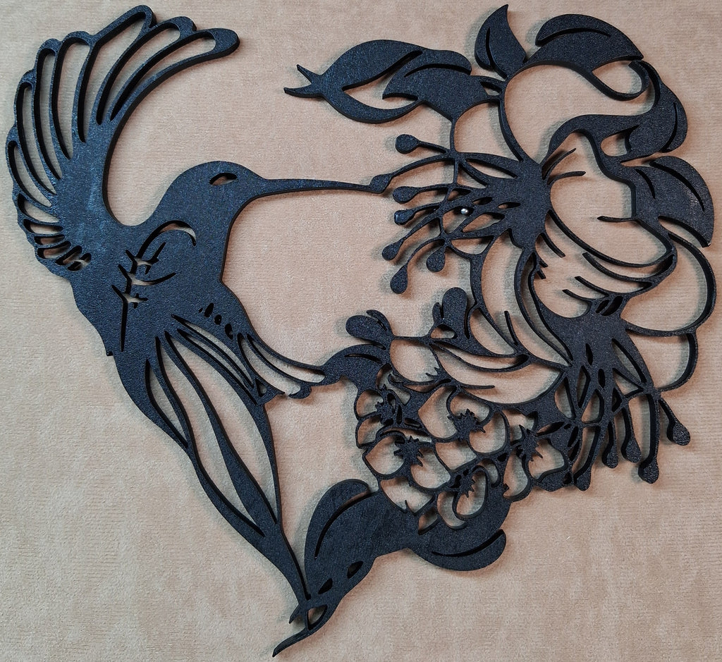 Wall Art Hummingbird Getting Nectar Heart Shaped 3D Printed