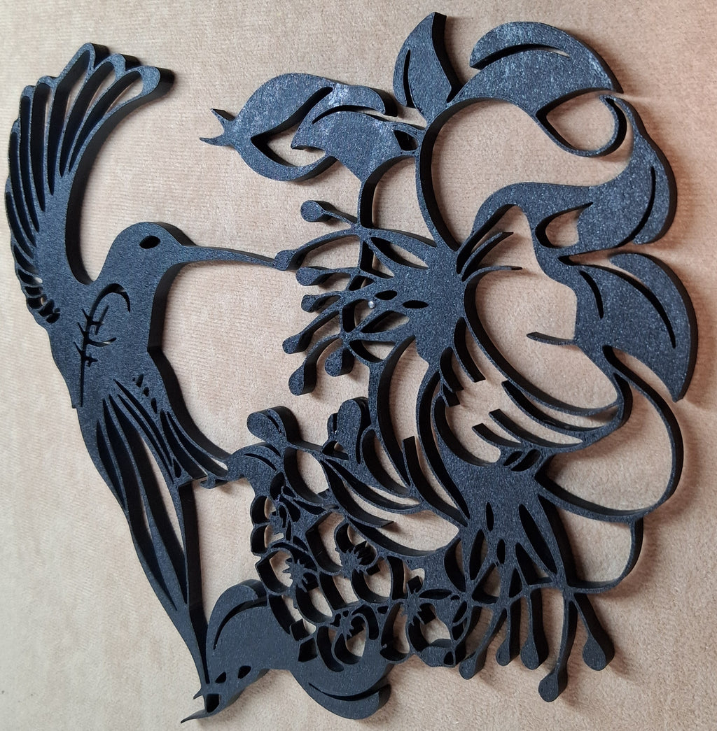 Wall Art Hummingbird Getting Nectar Heart Shaped 3D Printed