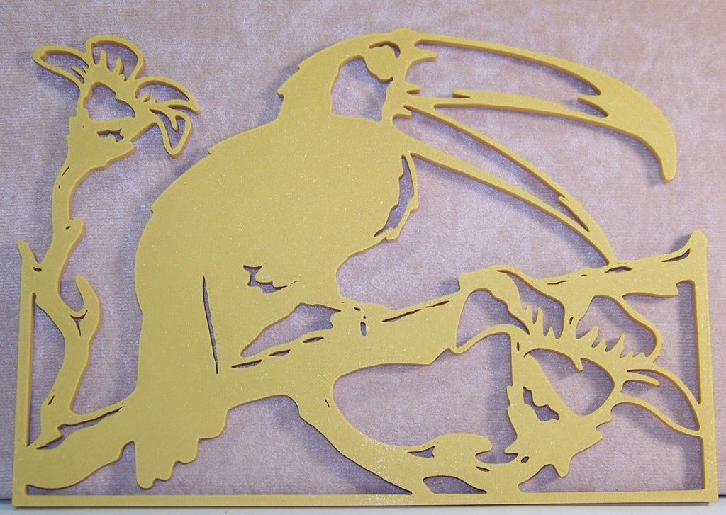 Wall Art Toucan on Branch 3D Printed