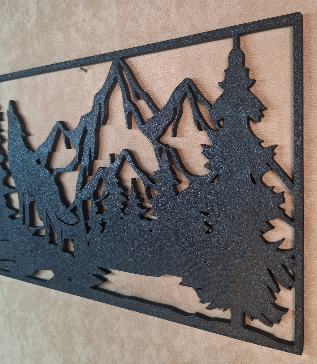 Wall Art Wolf Howling in Mountain Scene Self Framed 3D Printed