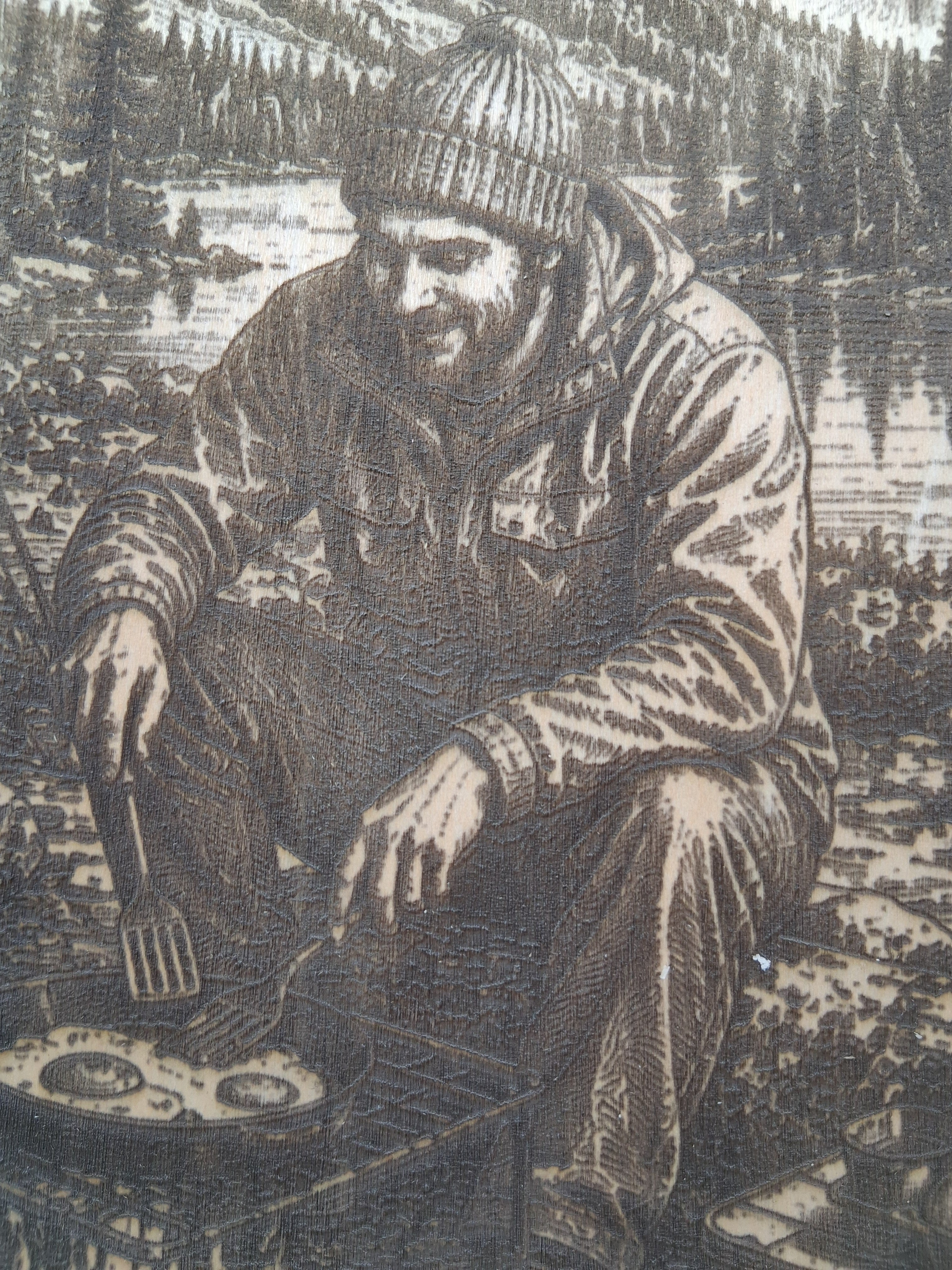 Camping By a Mountain Lake Laser Engraving