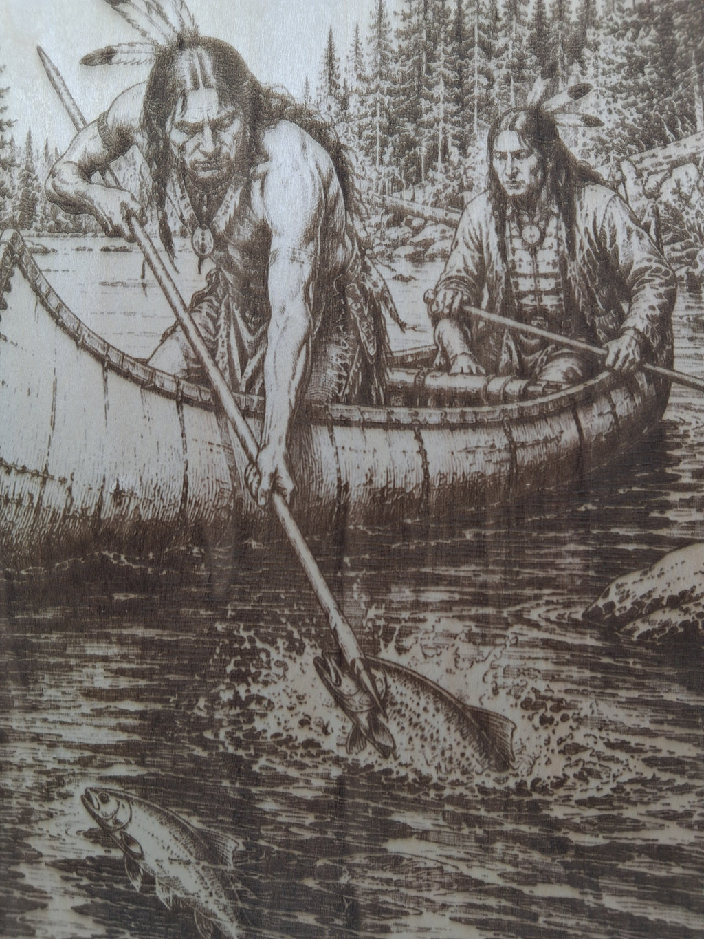 Canoe Fishing in the Wilderness Laser Engraving