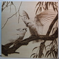 Cockatoos playing on a Branch Laser Engraving