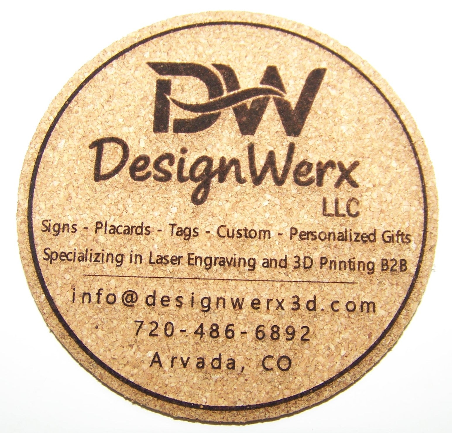 Custom Laser Engraved Cork Coasters