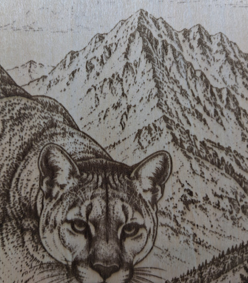 Cougar in the Mountains Laser Engraving