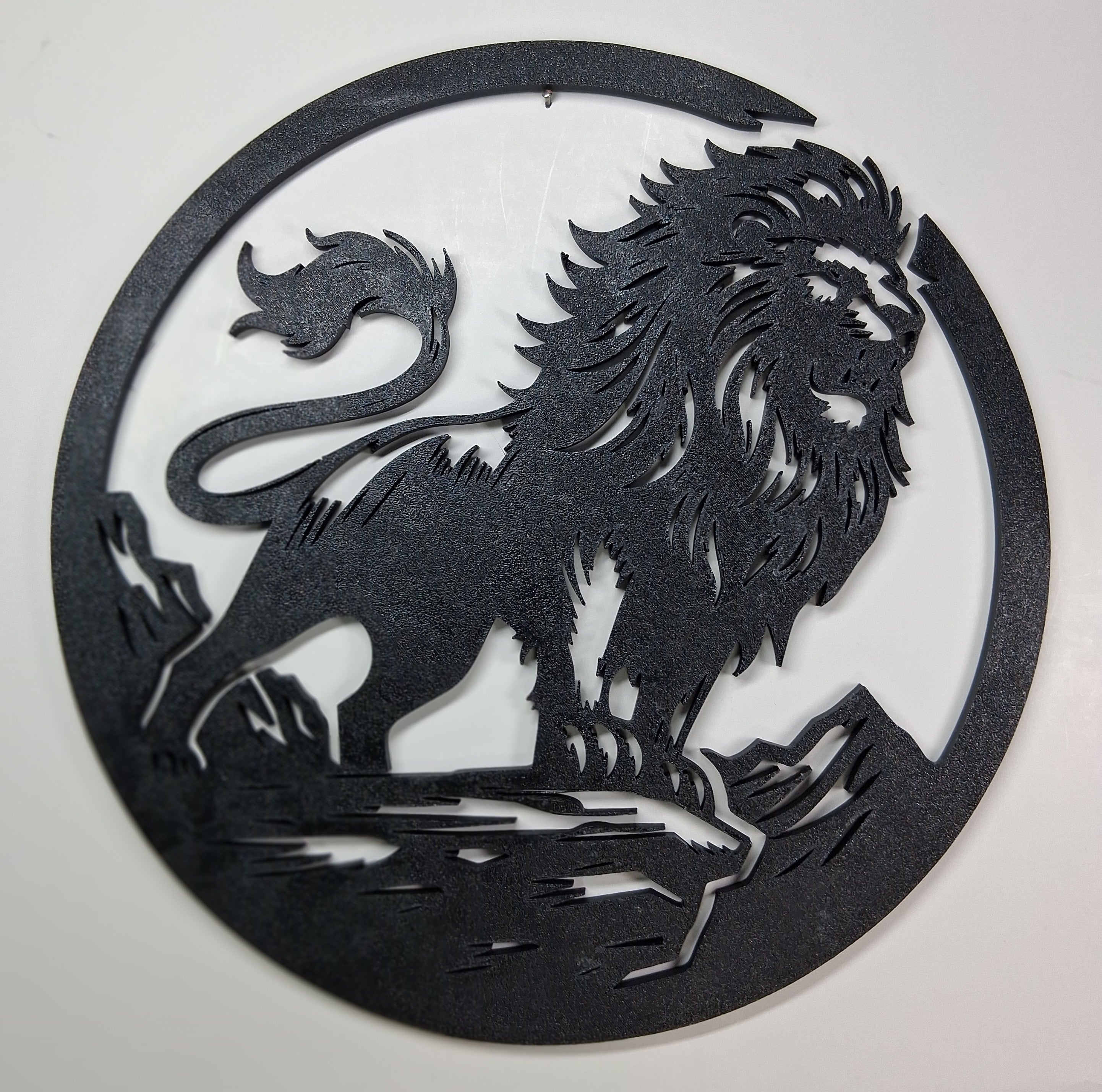 Wall Art Lion in Circle — 3D Printed