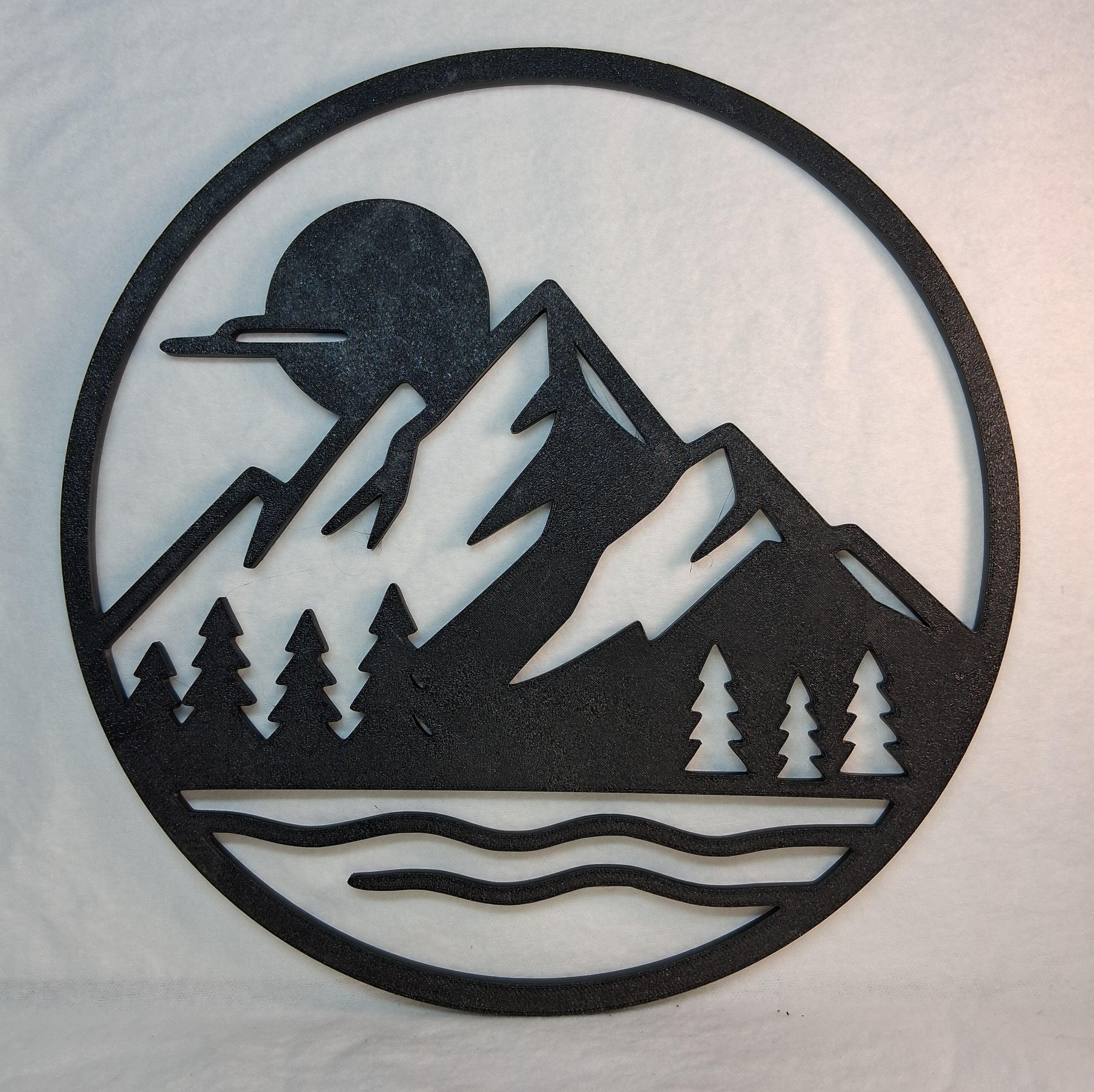 Wall Art Minimalist Nature Mountains Sun — 3D Printed