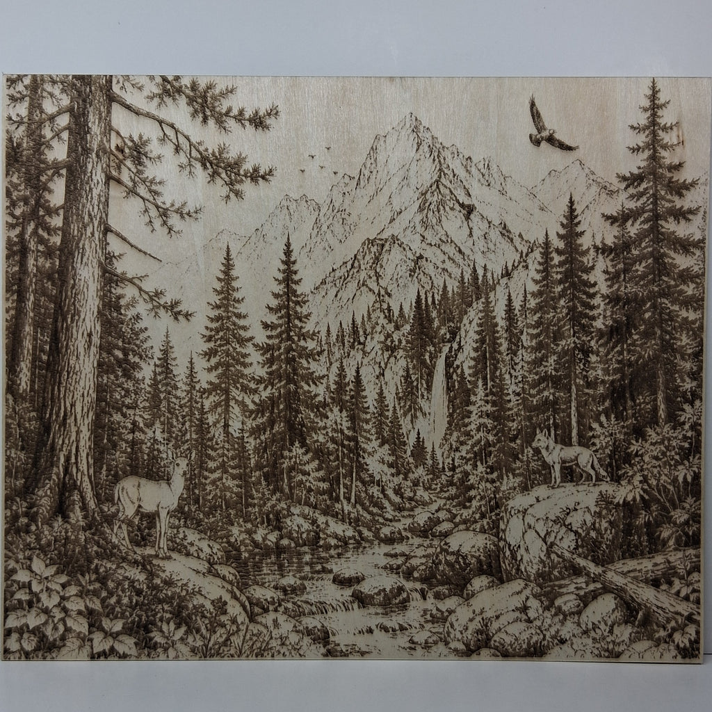 Mountain Stream with Wildlife