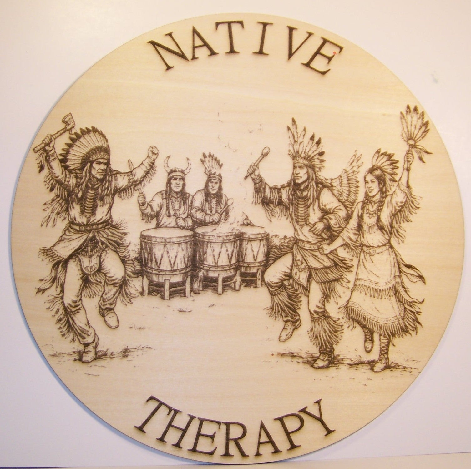 Native Therapy Round Sign Laser Engraved