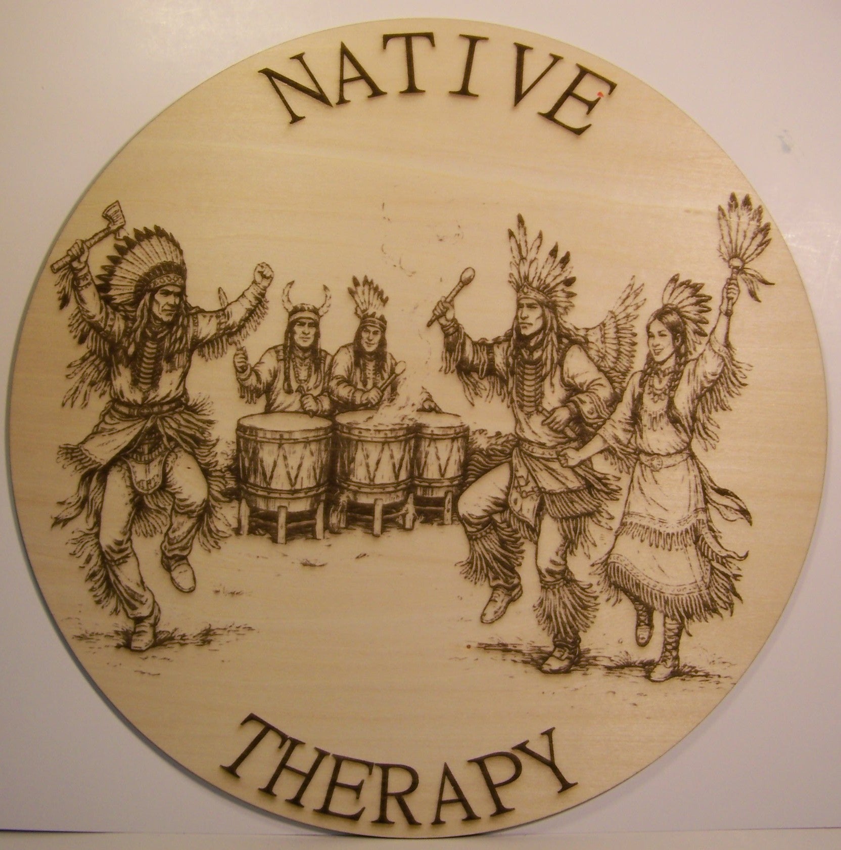 Native Therapy Round Sign Laser Engraved