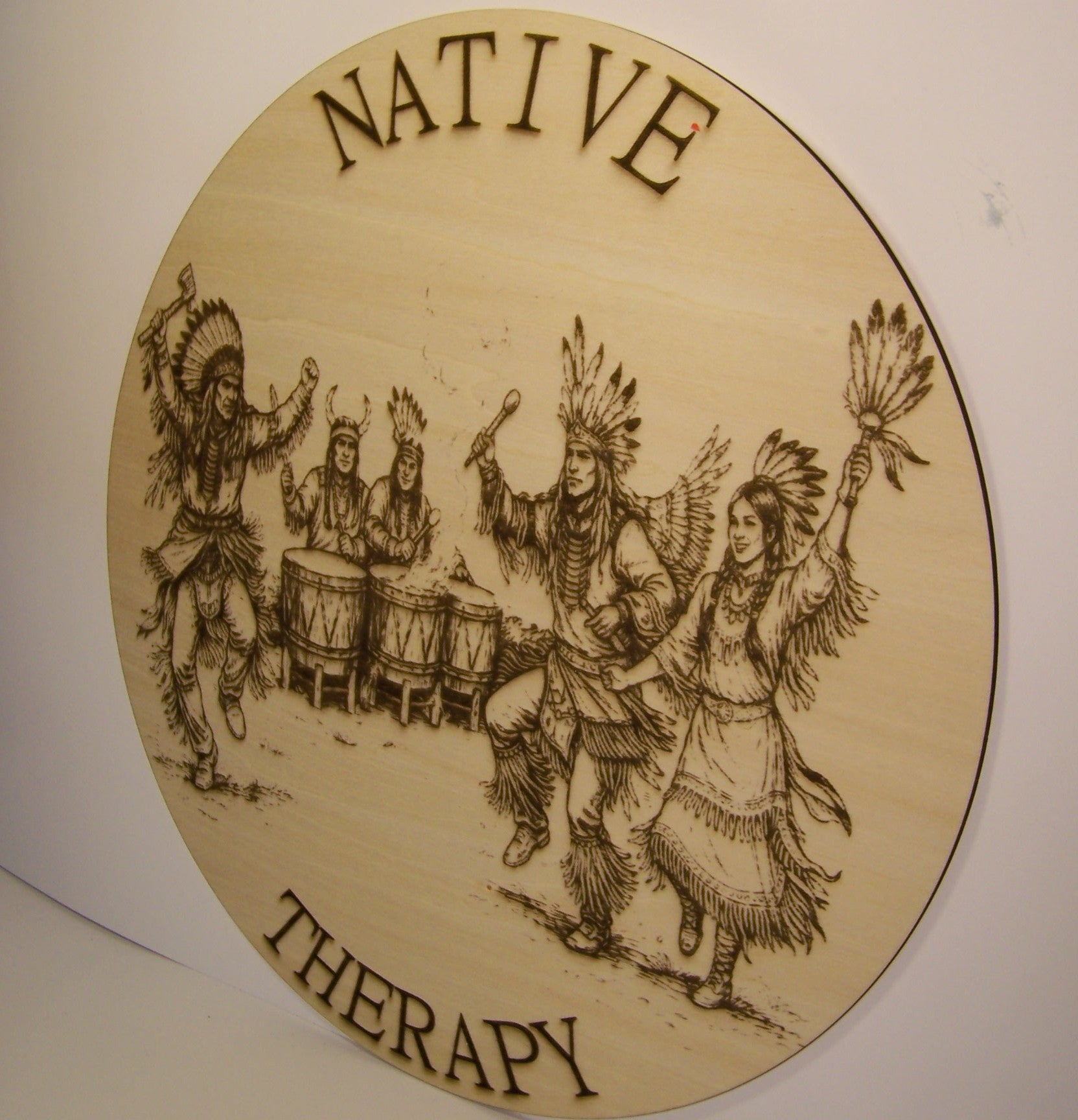 Native Therapy Round Sign Laser Engraved