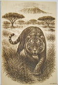 Tiger Stalking the Savanna Laser Engraving