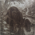 Panther and Cubs Drinking at the Stream Laser Engraving