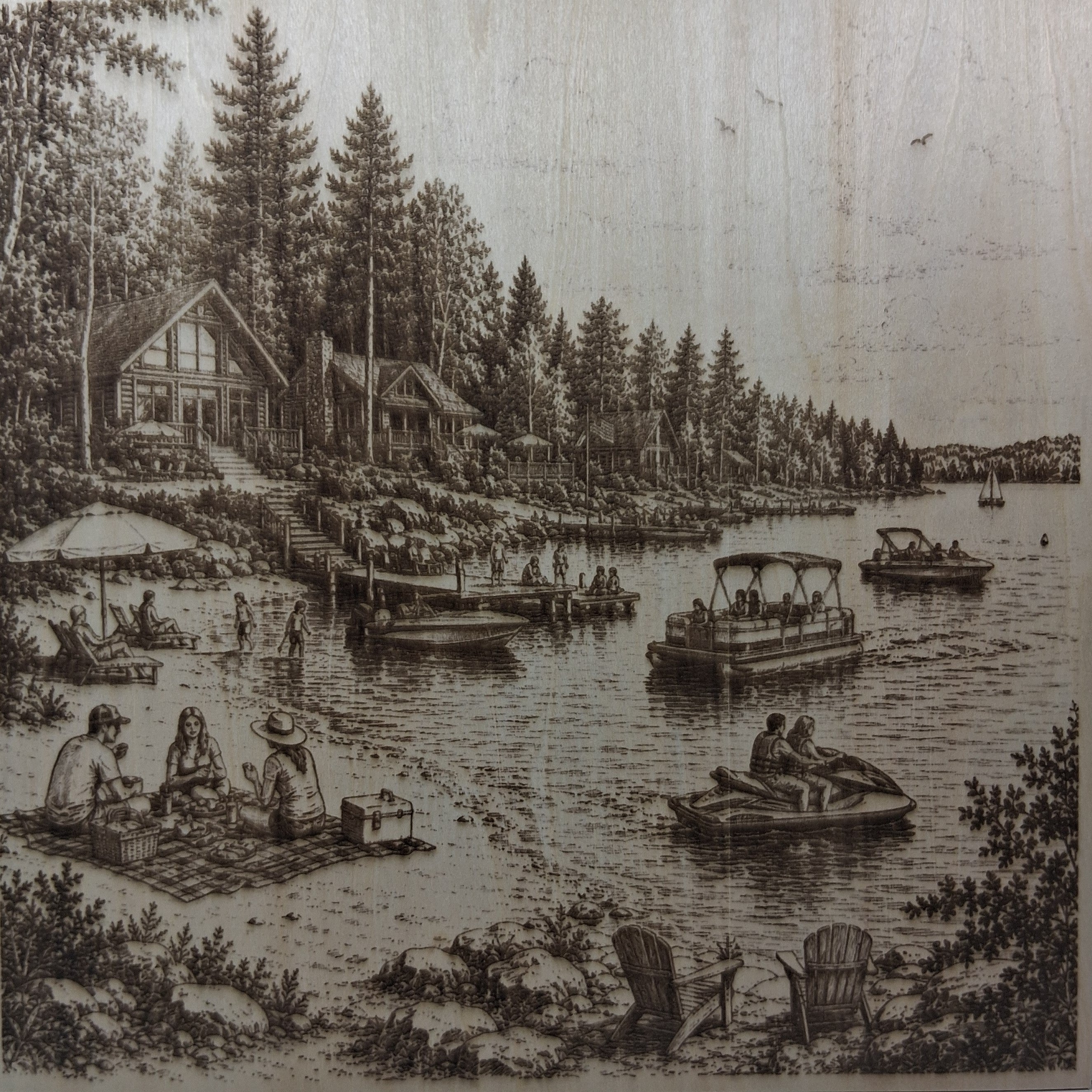Summertime At the Mountain Lake Laser Engraving