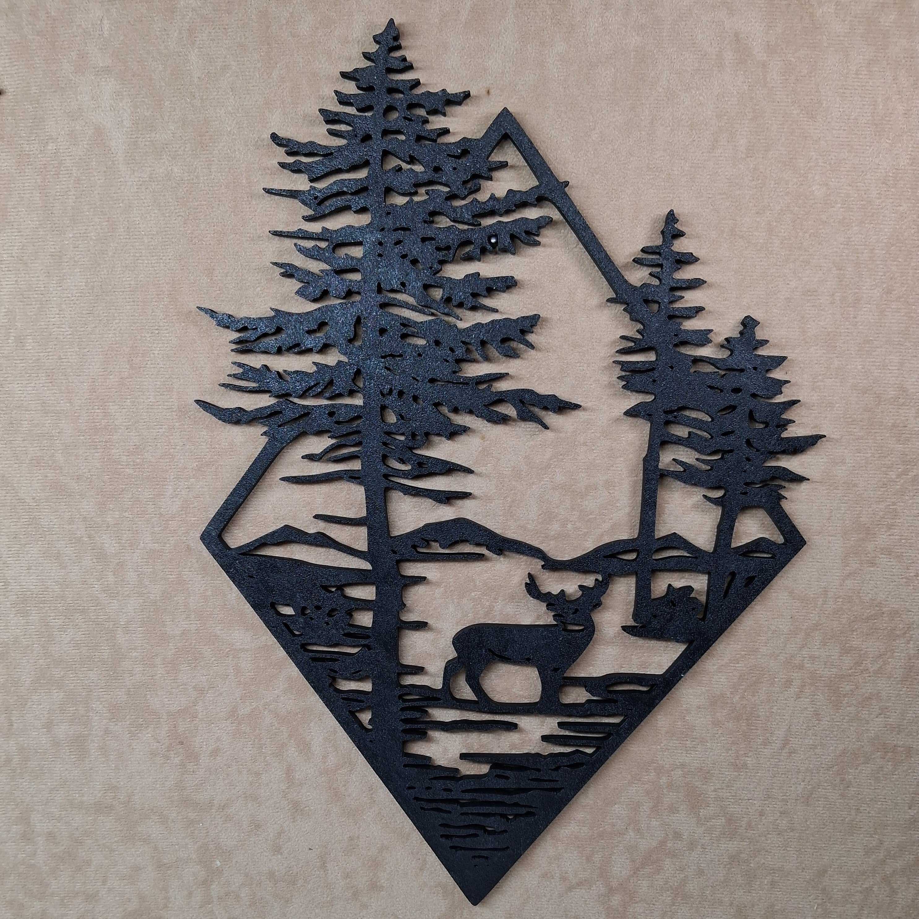 Wall Art Buck in Mountains and Trees 3D Printed