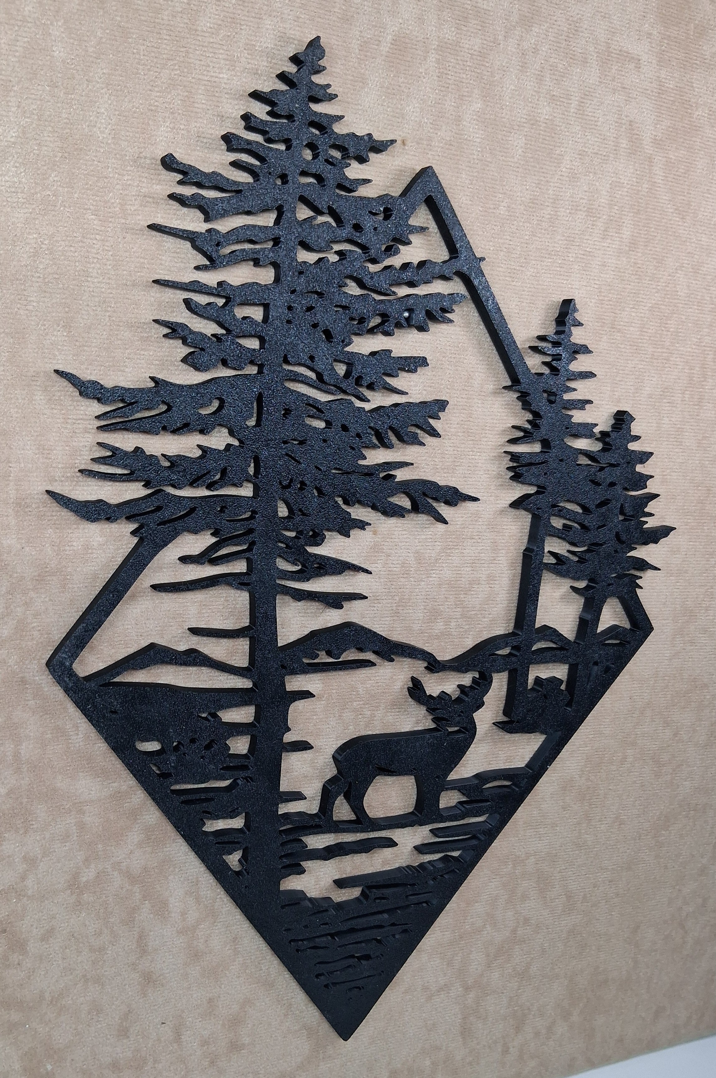 Wall Art Buck in Mountains and Trees 3D Printed