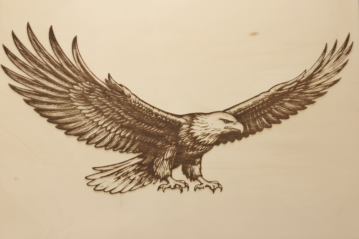 Eagle on Basswood - Cleaned